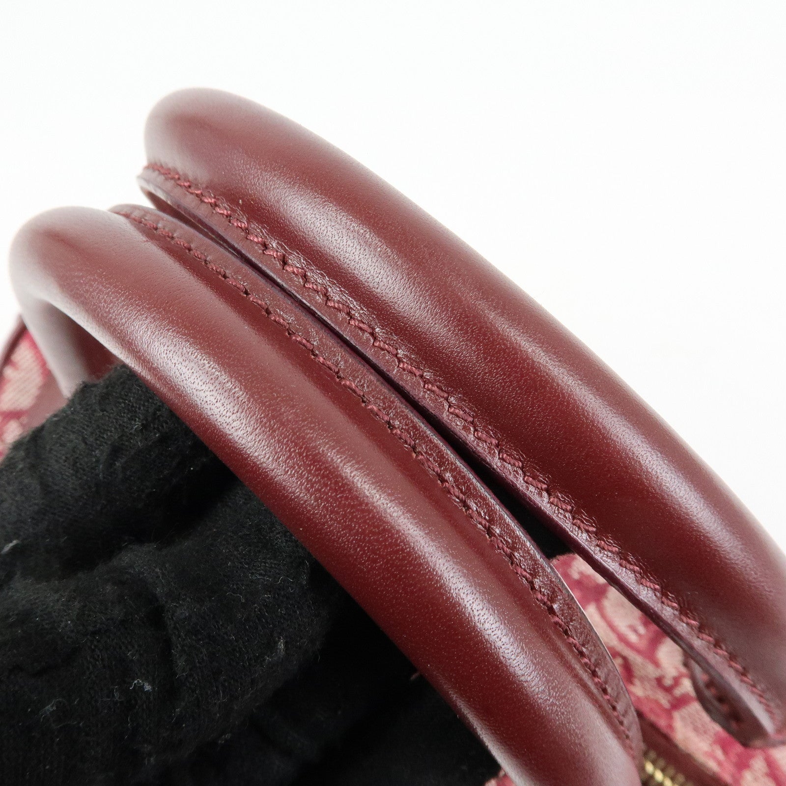 Christian Dior Trotter Jacquard Leather Boston Bag Burgundy