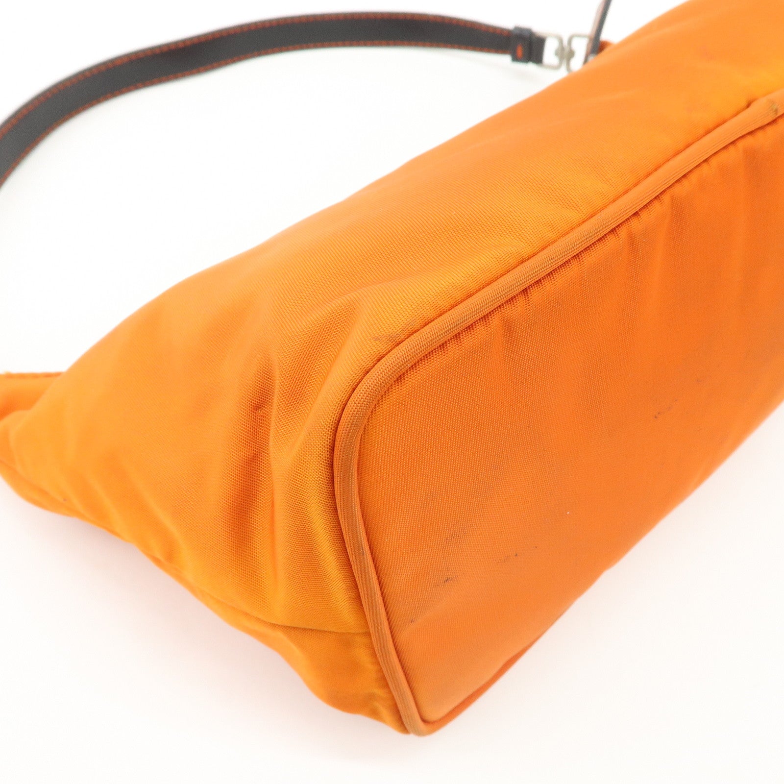 PRADA Triangle Logo Nylon Leather Shoulder Bag Orange BR1267