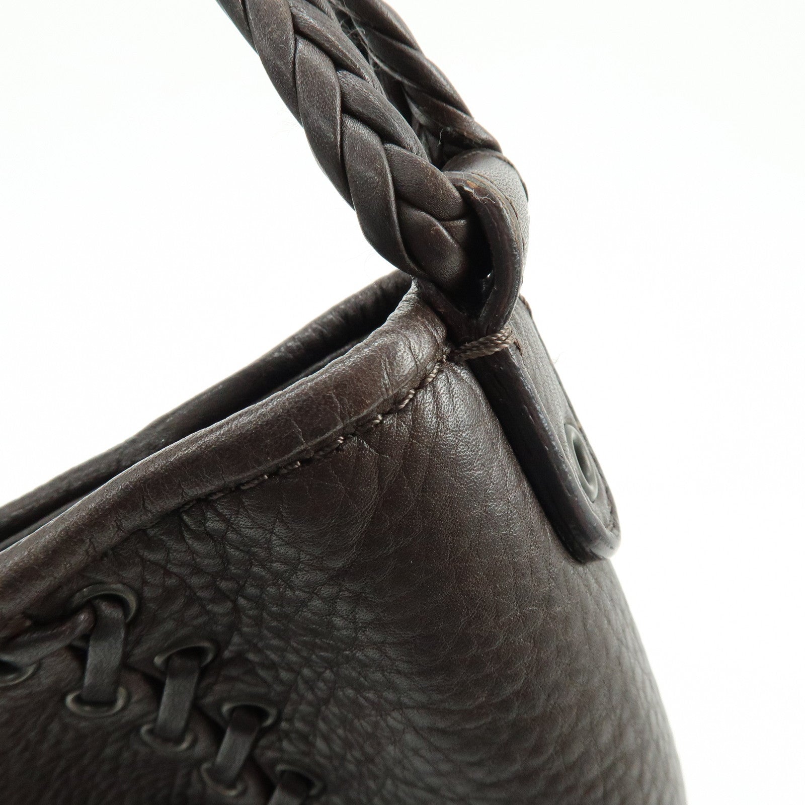 Christian Dior Leather Shoulder Bag Ethnic Heart Tassel Charm Brown
