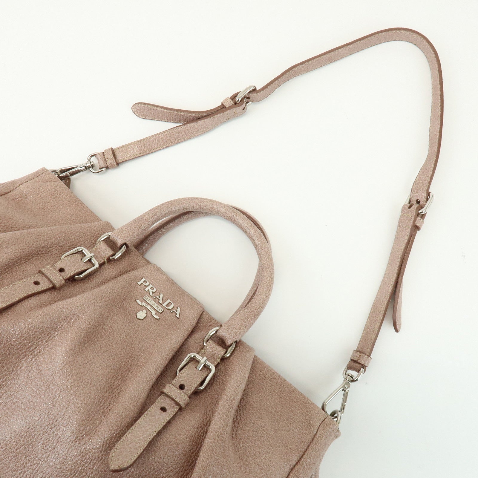 PRADA 2Way Bag Hand Bag Shoulder Bag Pink Beige BN1602