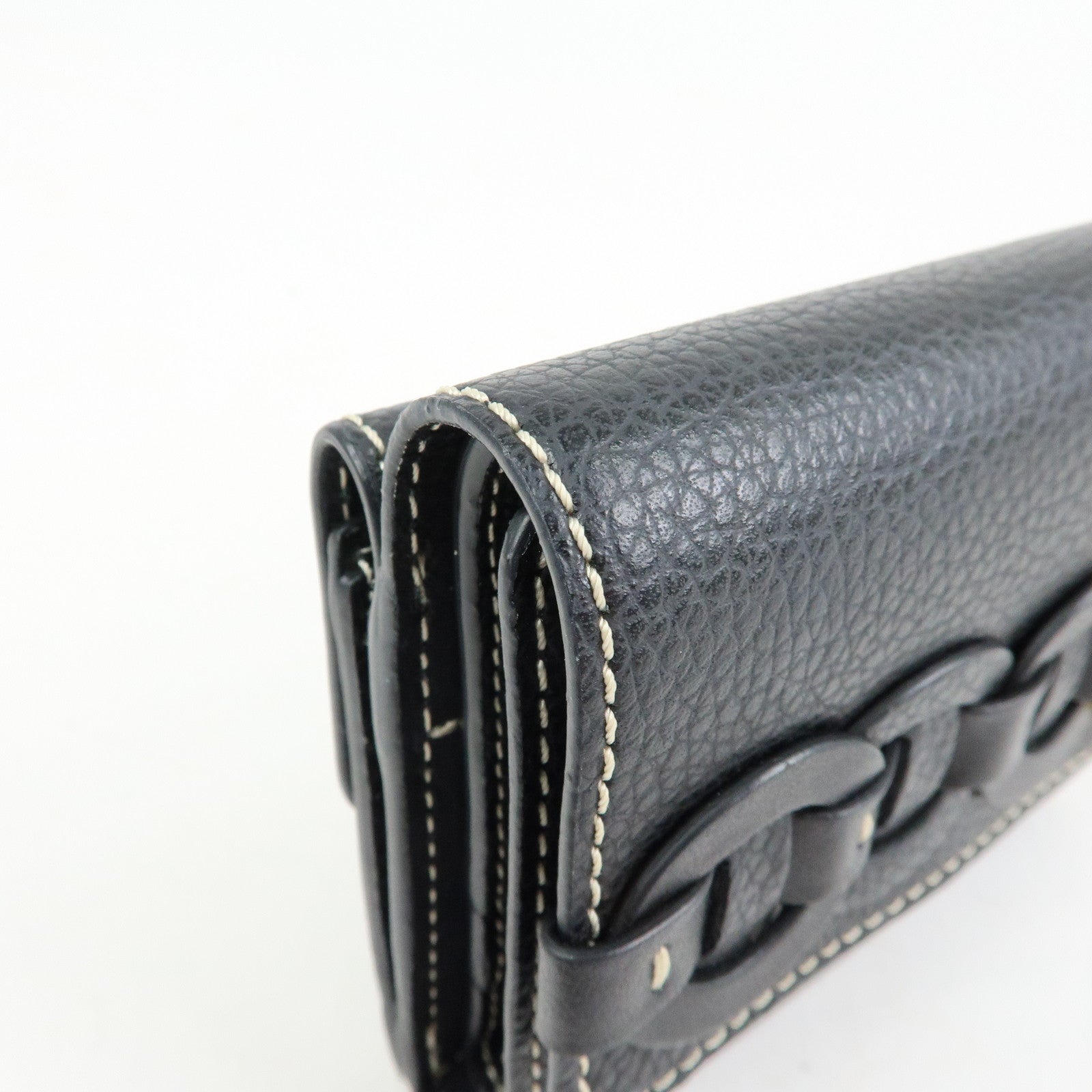 Chloe Darryl Leather Tri-fold Compact Wallet Black