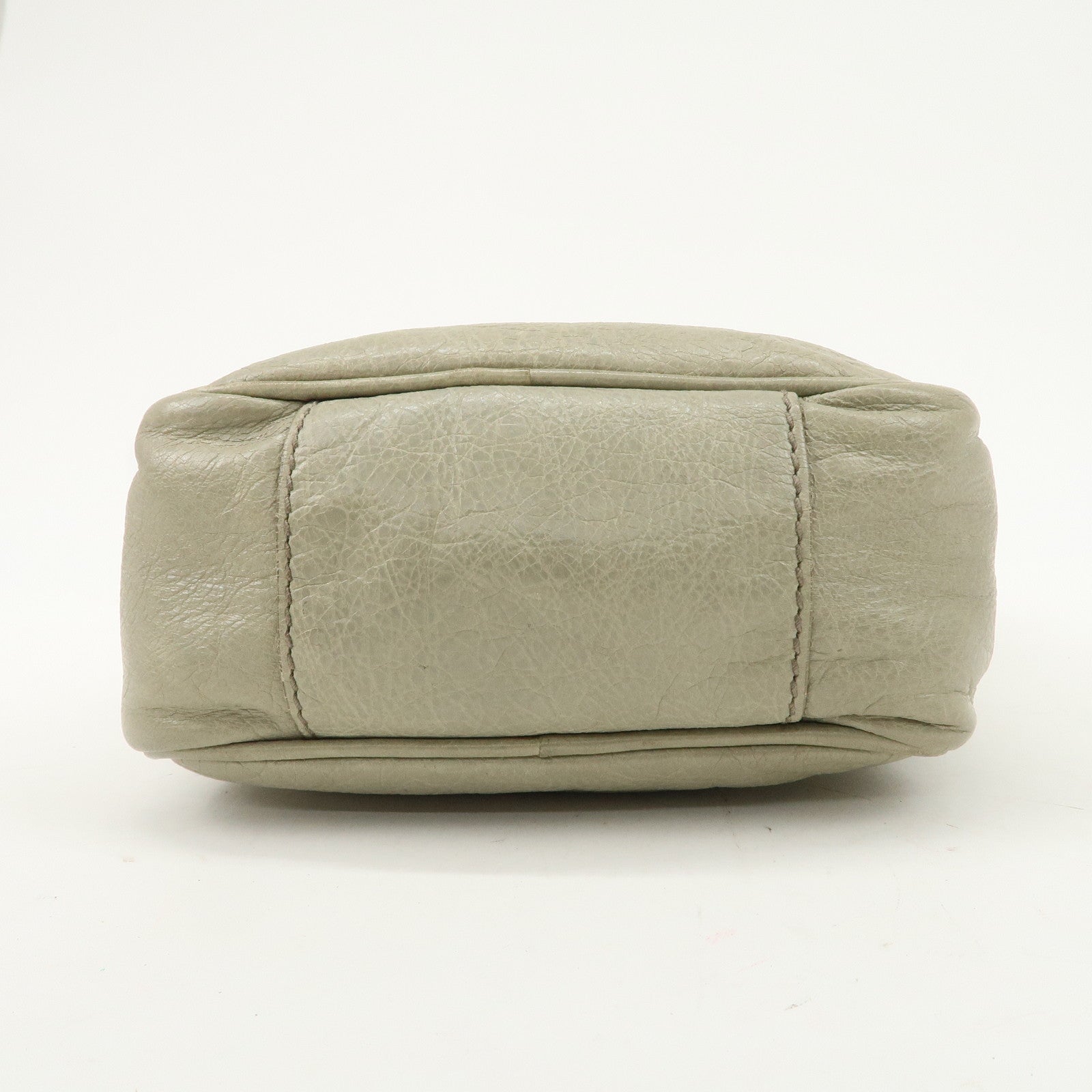 BALENCIAGA Leather Classic Reporter Shoulder Bag Beige 272861