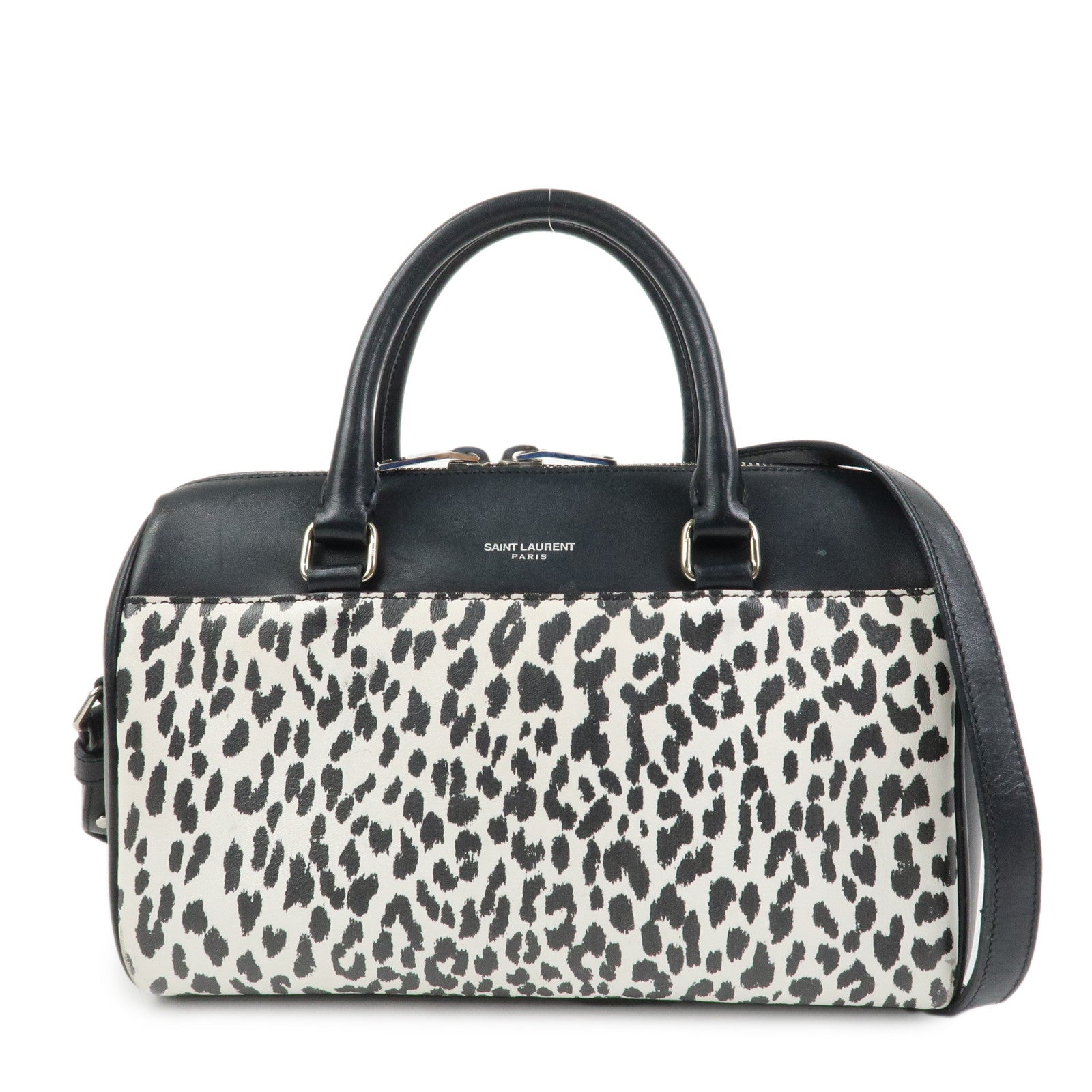 SAINT LAURENT PARIS Leather 2Way Bag Hand Shoulder Bag Leopard