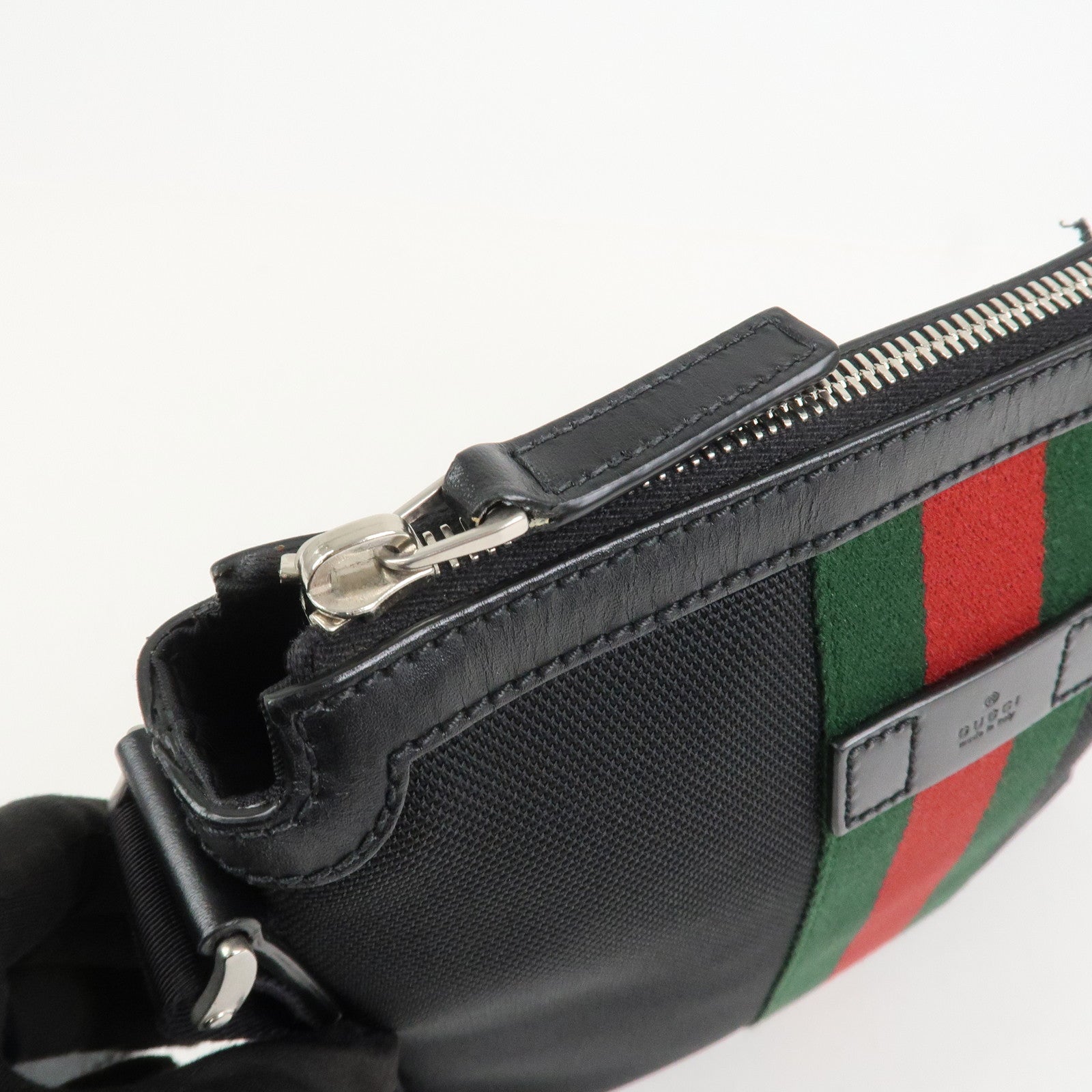 GUCCI Sherry Canvas Leather Shoulder Bag Crossbody Bag Black 631195