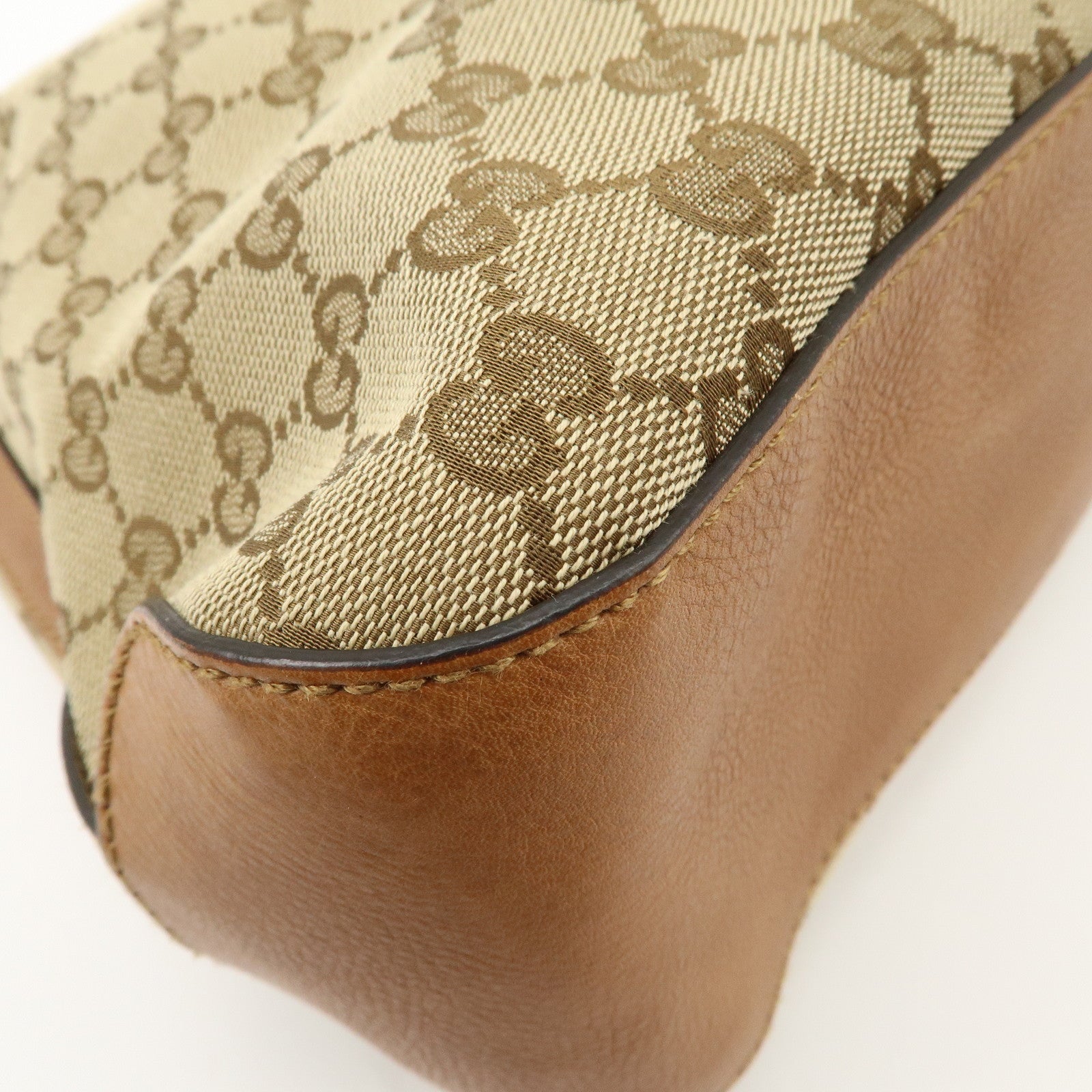 GUCCI Marrakech GG Canvas Leather Shoulder Bag Beige Brown 257026 Used