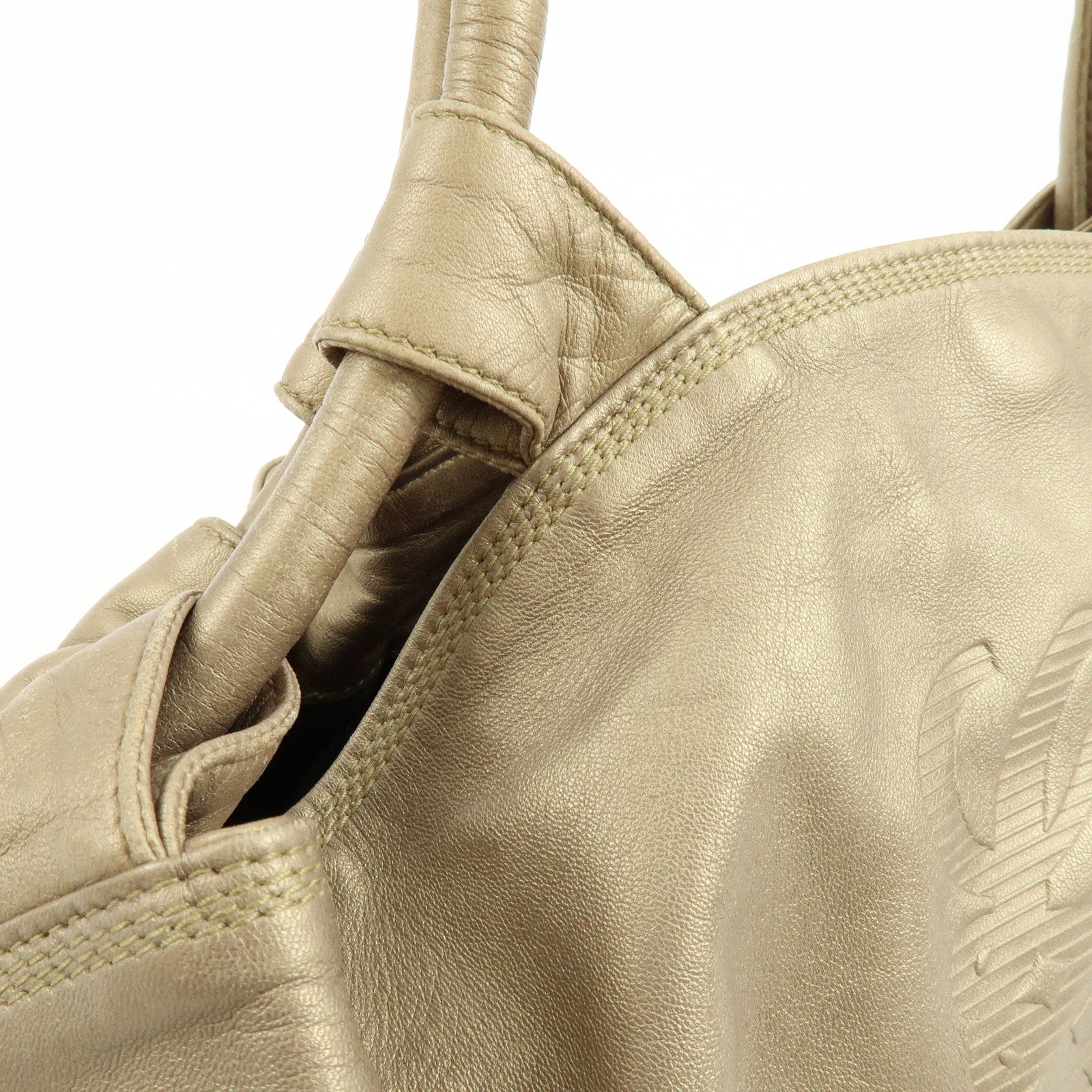LOEWE Anagram Nappa Aire Leather Hand Bag Shoulder Bag Gold