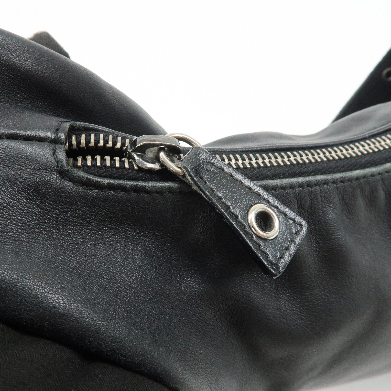 Christian Dior Street Chic Leather Shoulder Bag Black Silver HDW