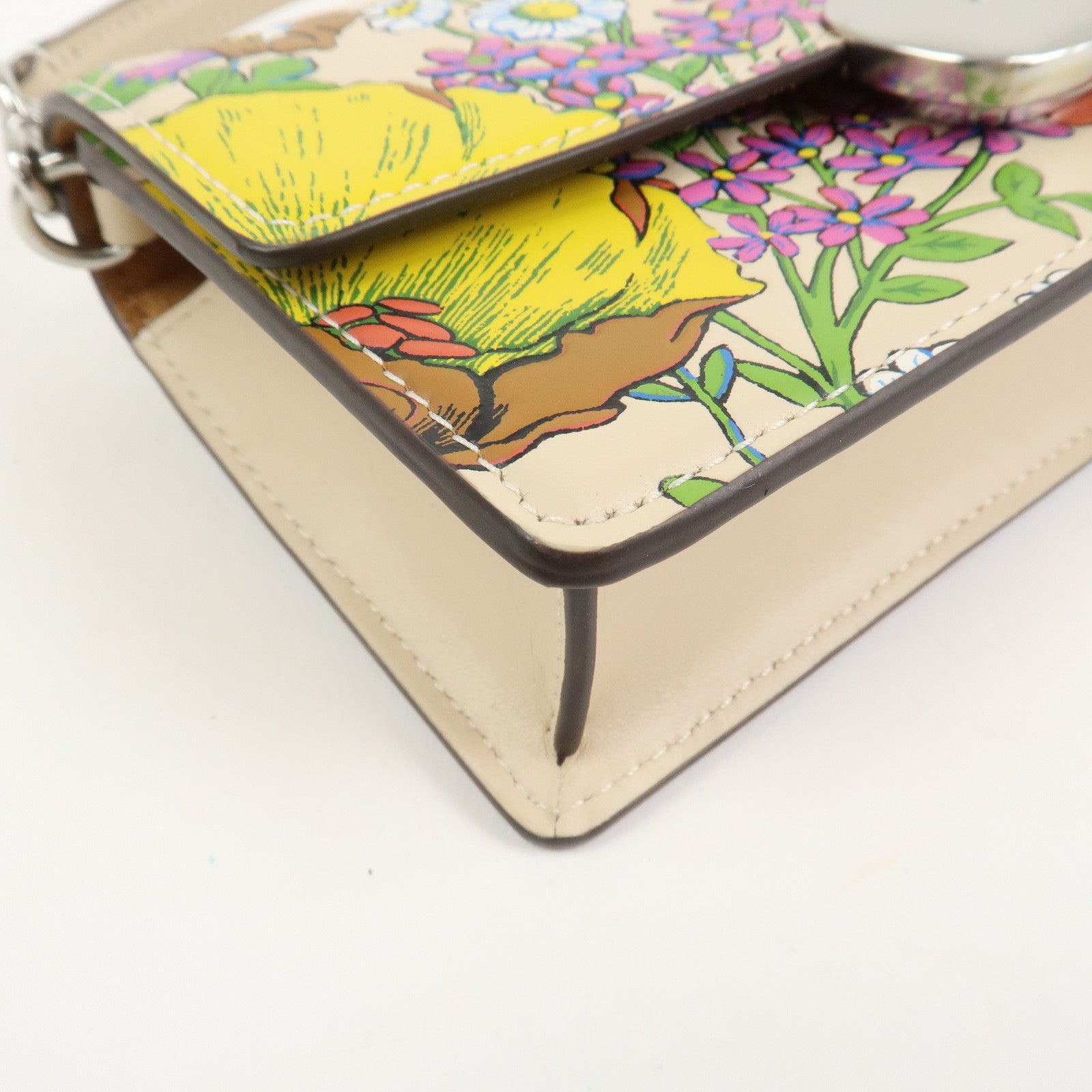 COACH Elaiza Leather Flap Crossbody Shoulder Bag Floral Print