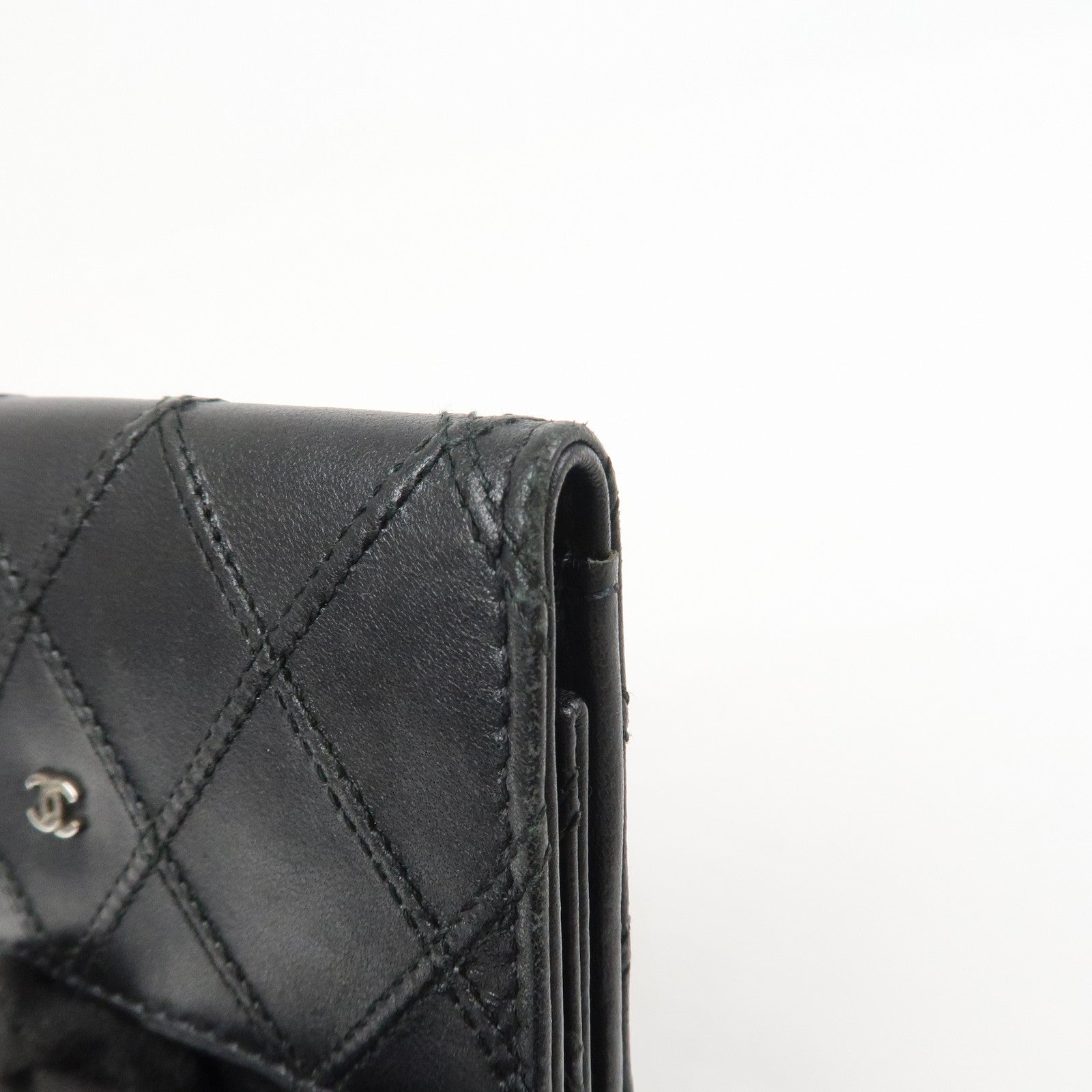 CHANEL Bicolore COCO Mark Lamb Skin 6 Rings Key Case Black