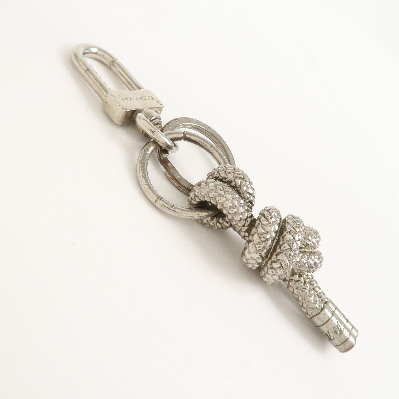 Louis Vuitton Porte Cles Knot Rope Metal Silver Keyring M66837