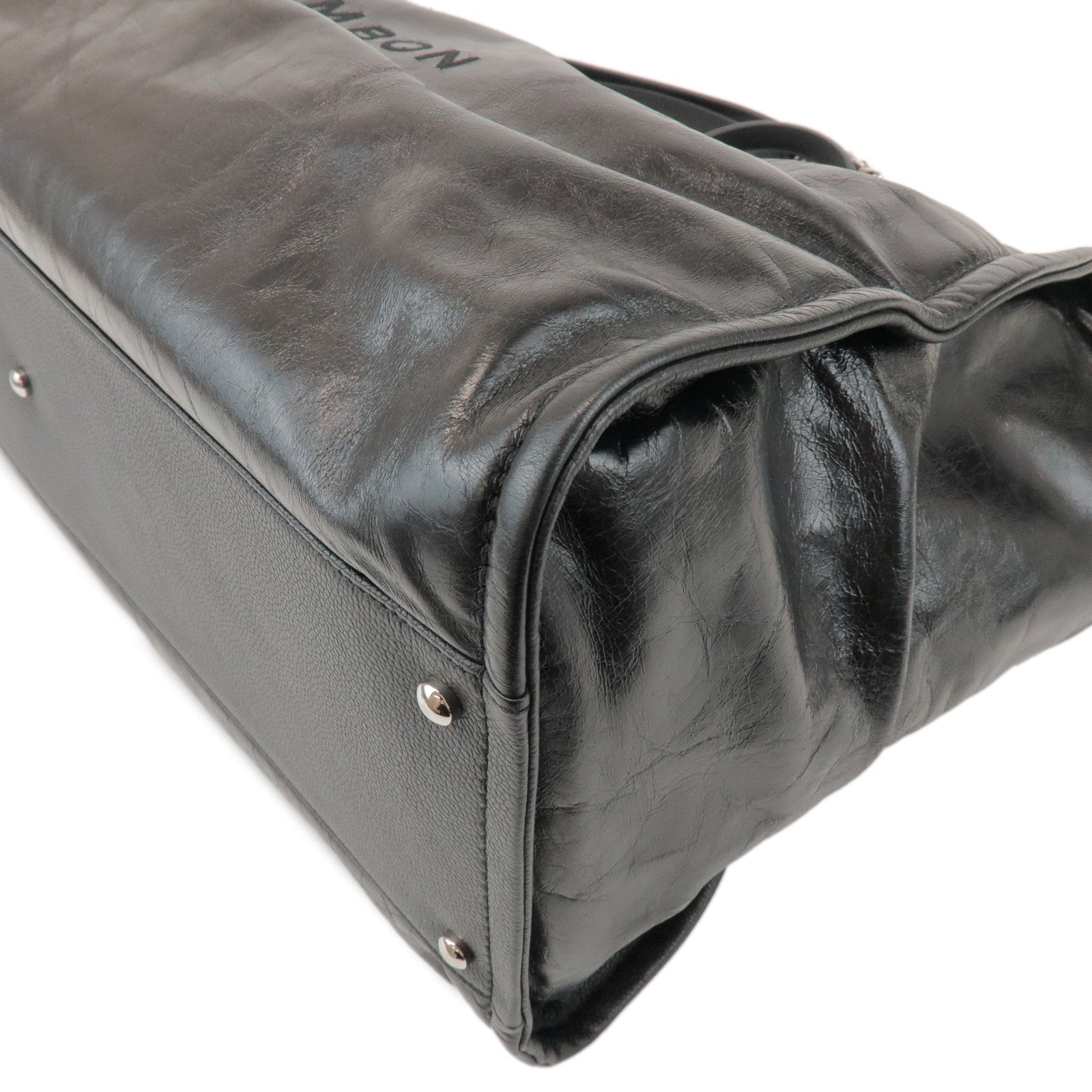 CHANEL Deauville Large Leather Tote Bag Shoulder Bag Black