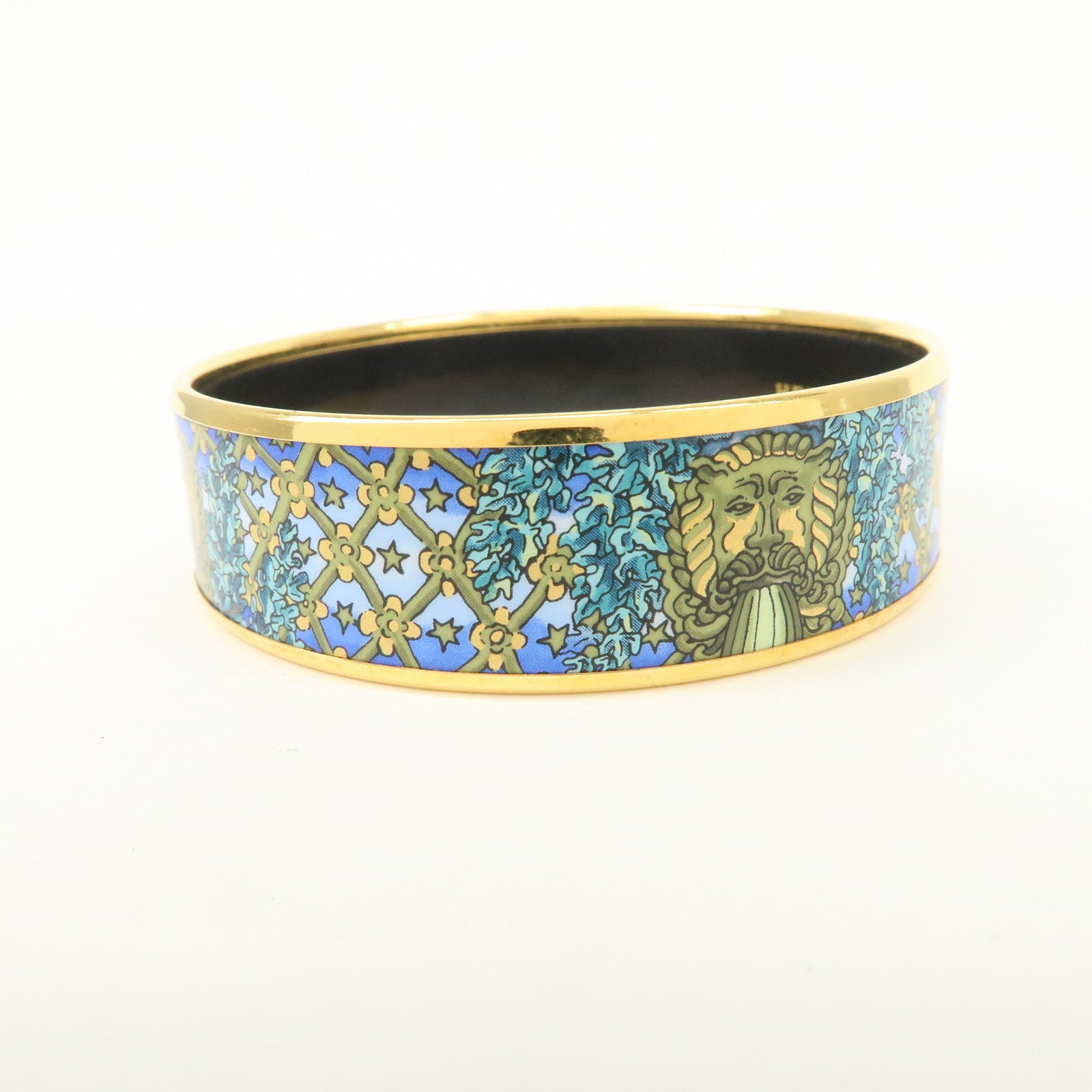 HERMES Email GM Bangle Bracelet Cloisonne Enamel Blue Gold