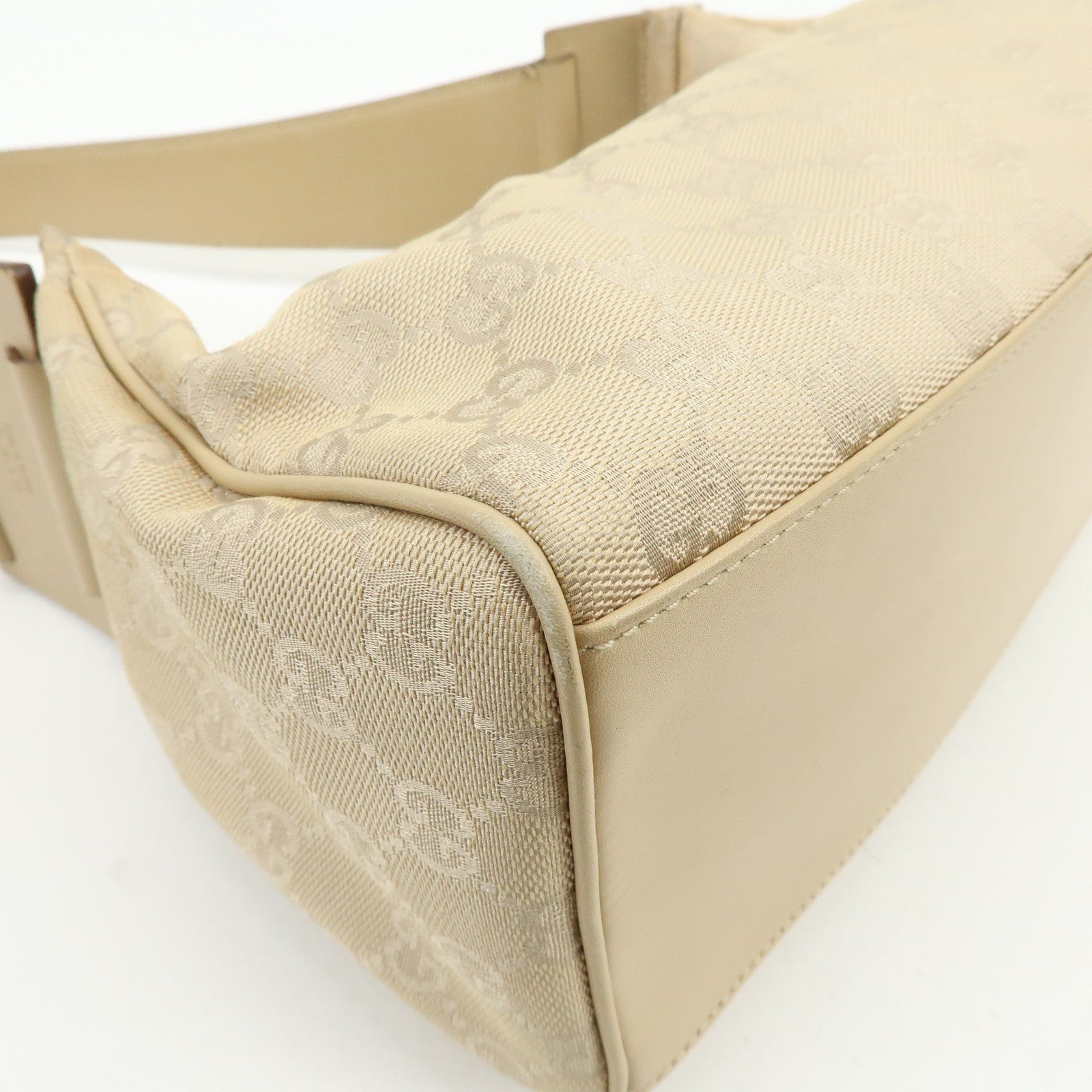GUCCI GG Canvas Leather Shoulder Bag Hand Bag Beige 92699