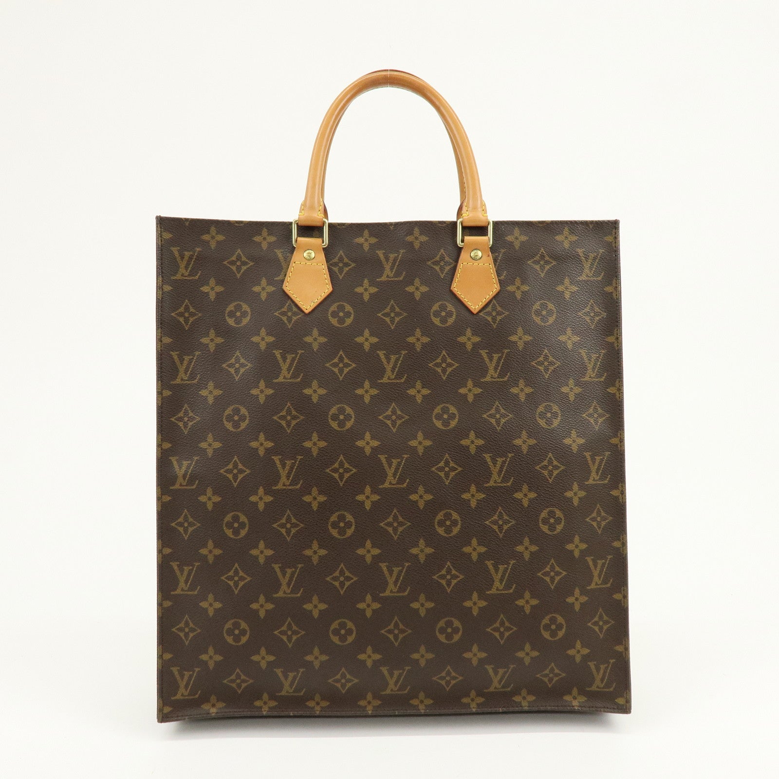 Louis Vuitton Monogram Sac Plat Tote Bag Hand Bag Brown M51140