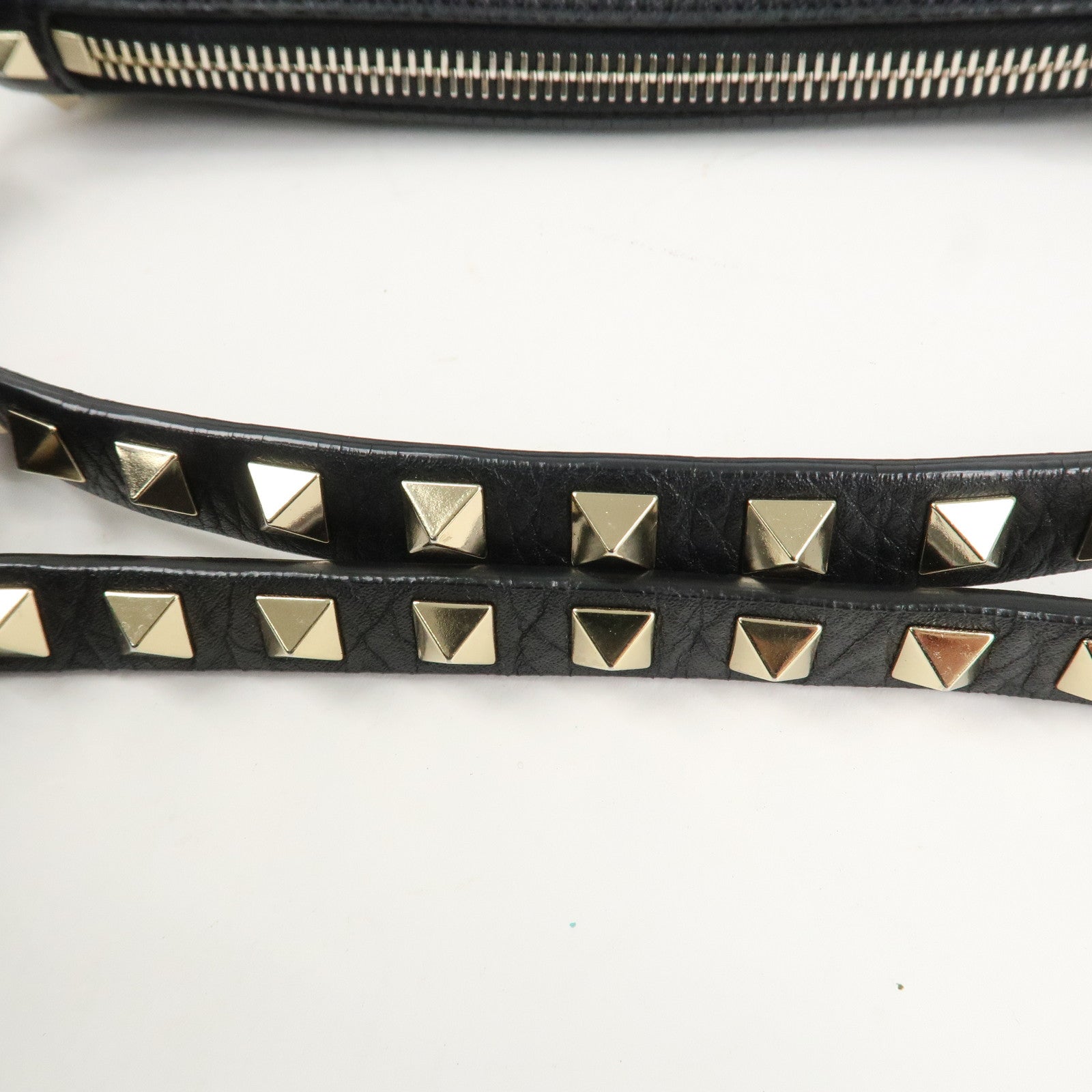 VALENTINO Rock Studs Grained Calf Leather 2Way Shoulder Bag Black