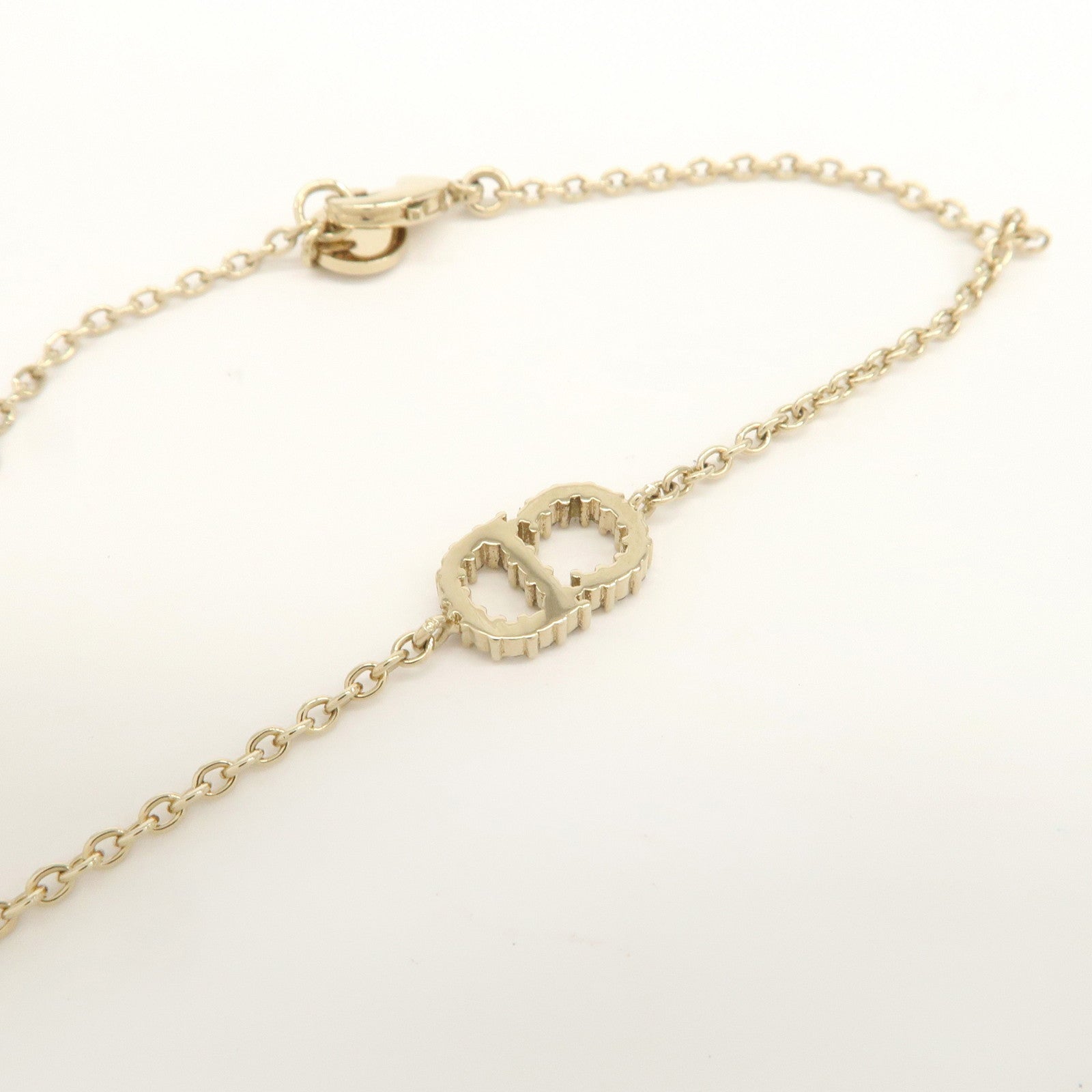 Christian Dior CD Logo Metal Rhinestone Bracelet Gold
