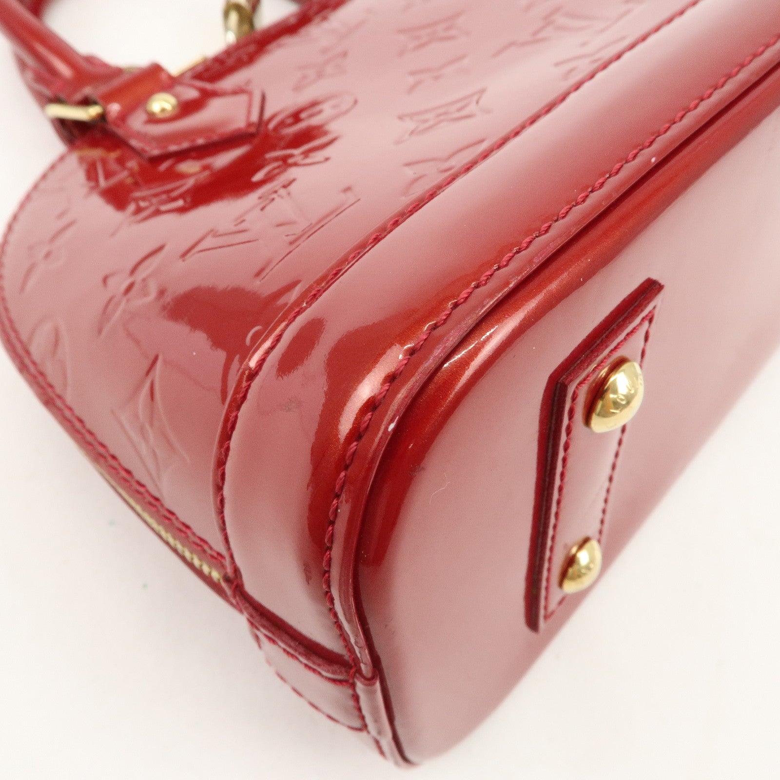 Louis Vuitton Monogram Vernis Alma BB 2Way Bag Red M91606 Used
