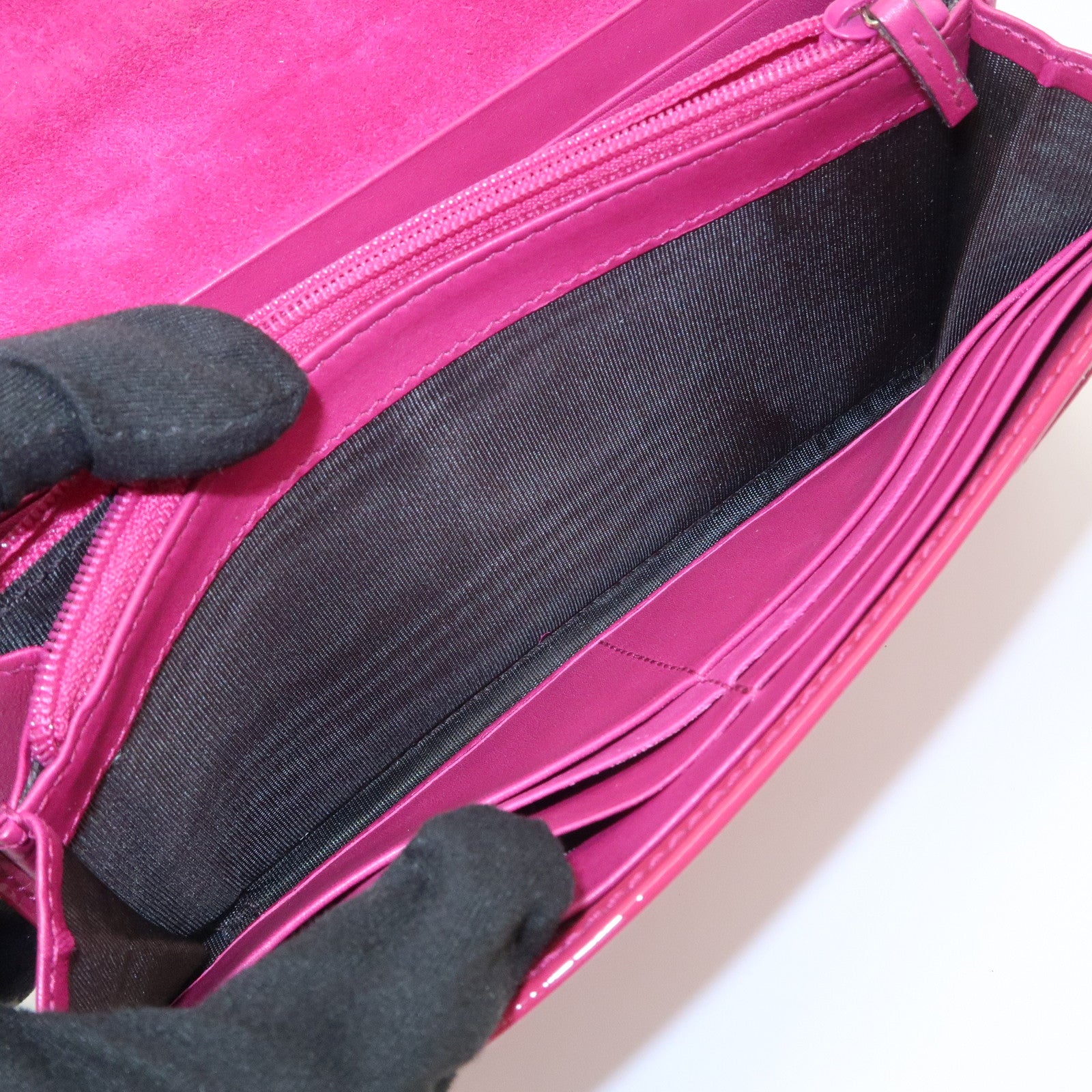 GUCCI Nice Micro Guccissima Patent Leather Long Wallet Pink 309760