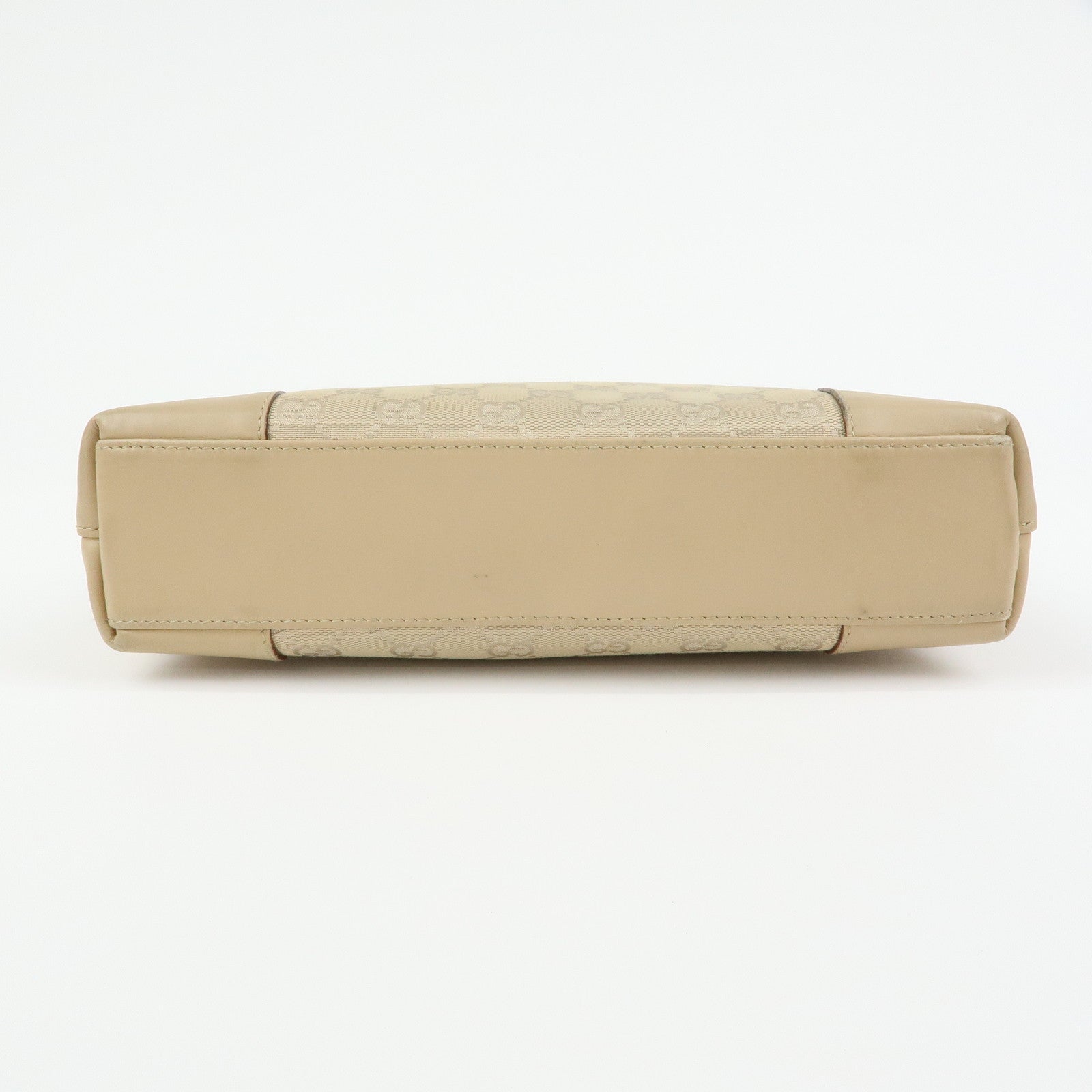 GUCCI GG Canvas Leather Shoulder Bag Hand Bag Beige 33900