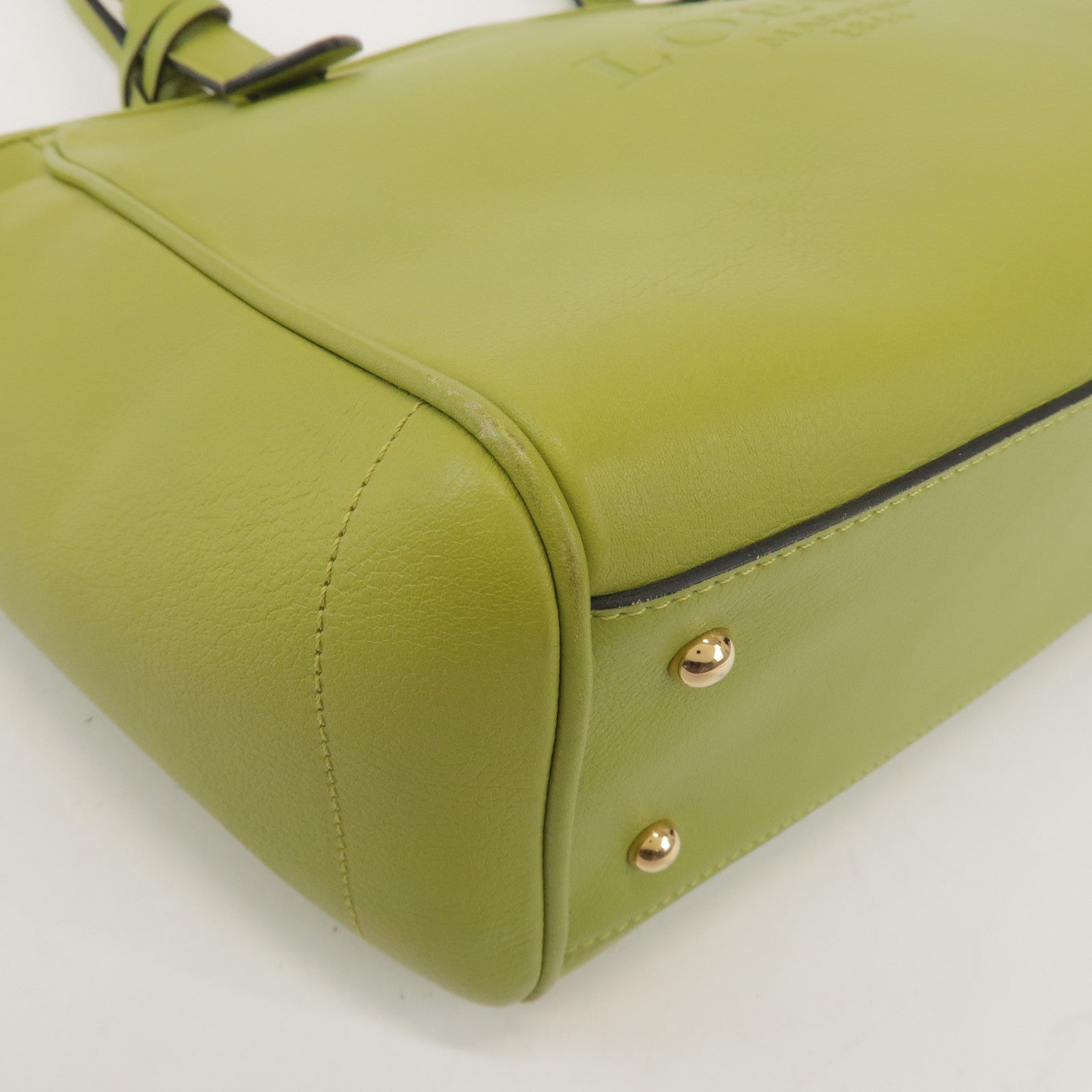 LOEWE Heritage Calf Leather Tote Bag Shoulder Bag Light Green
