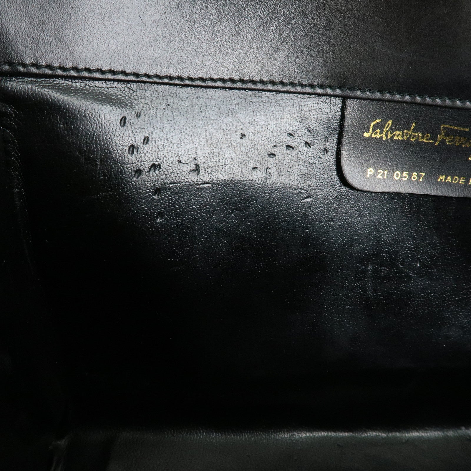 Ferragamo Gancini Leather 2Way Bag Clutch Bag Shoulder Bag Black