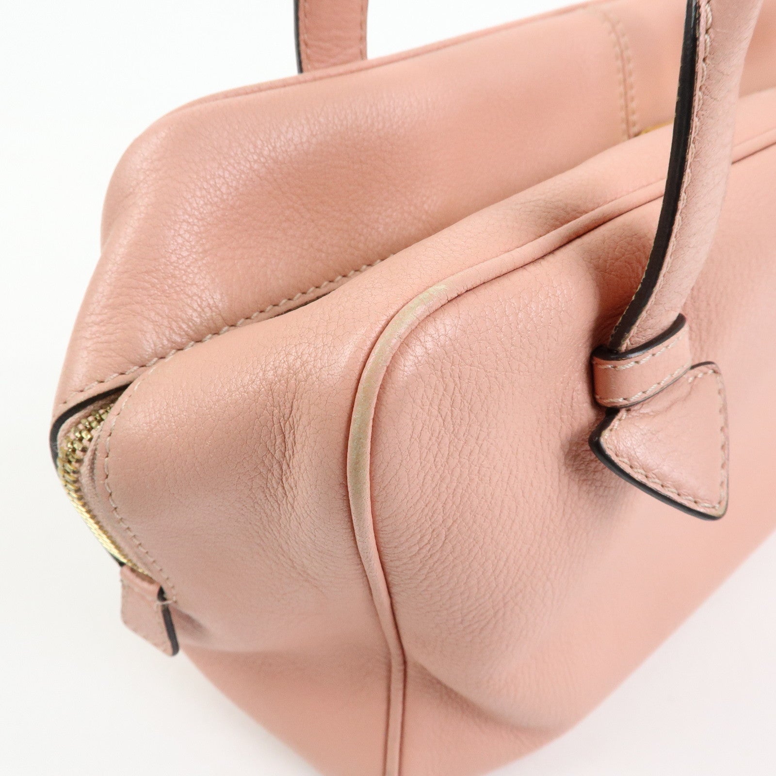 LOEWE Heritage Logo Leather Boston Bag Shoulder Bag Pink
