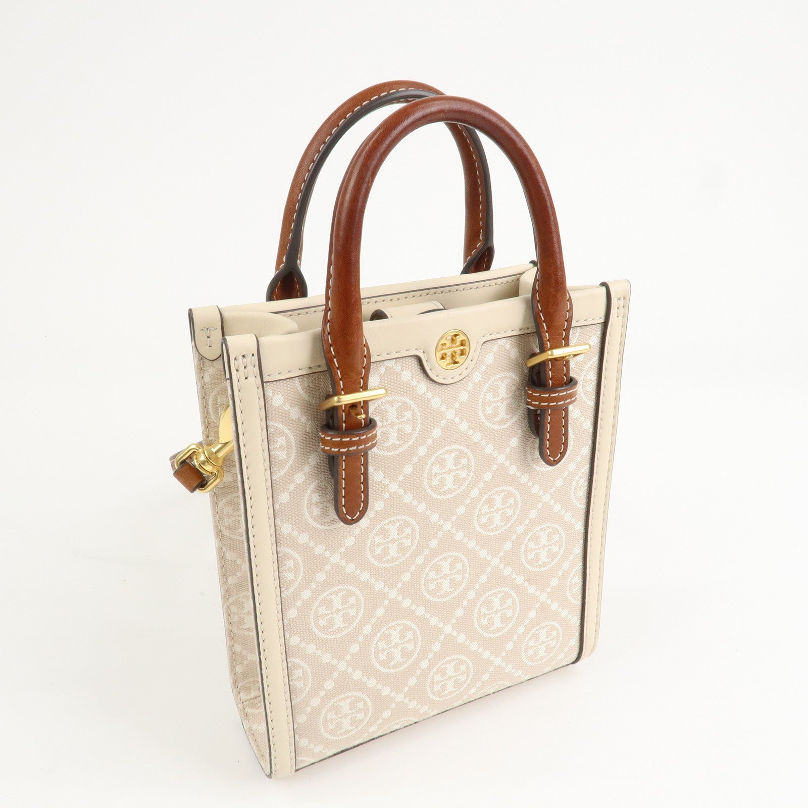 TORY BURCH Leather 2Way Shoulder Bag Hand Bag Beige 87146