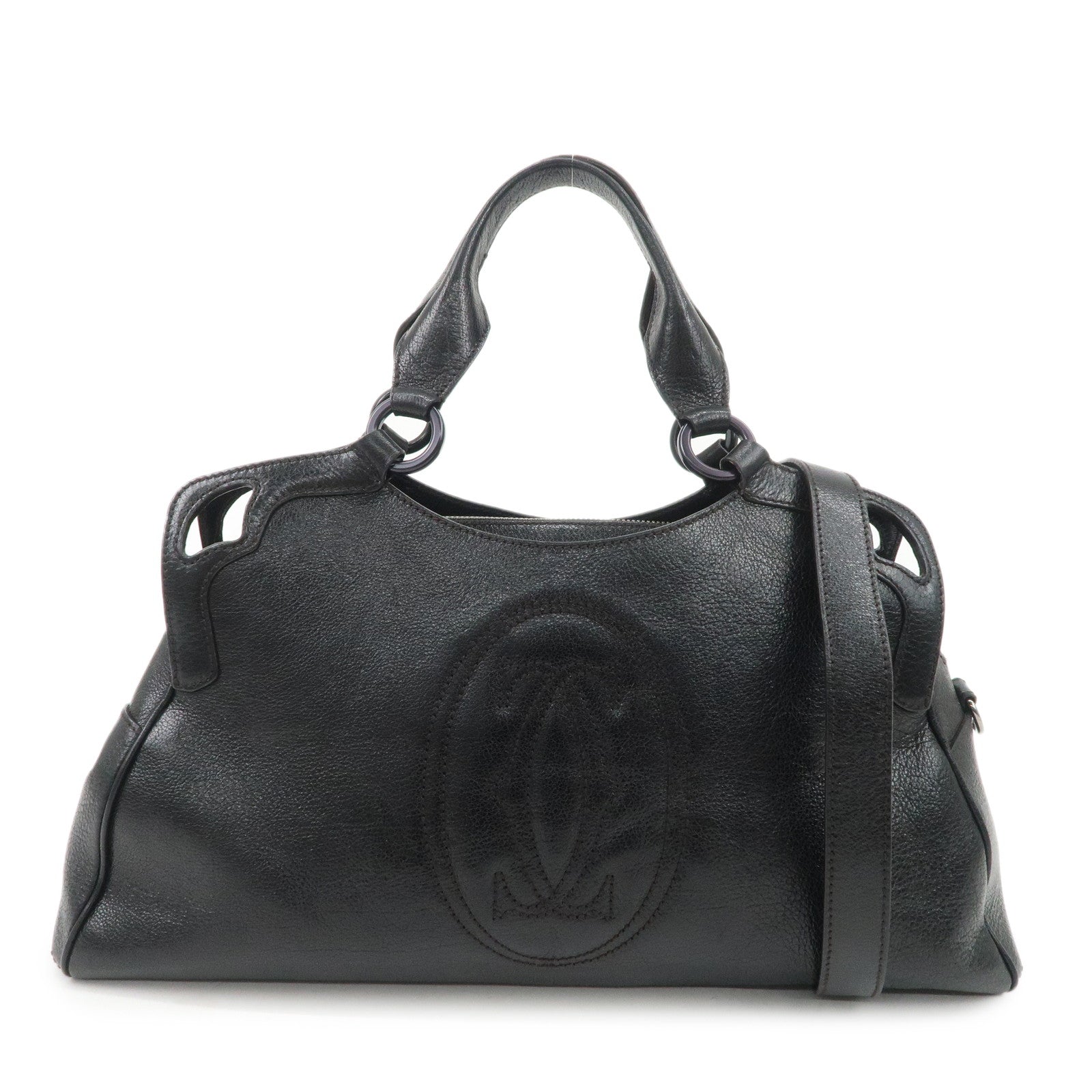 Cartier Must Line Calf Leather Marcello 2WAY Tote Bag Black