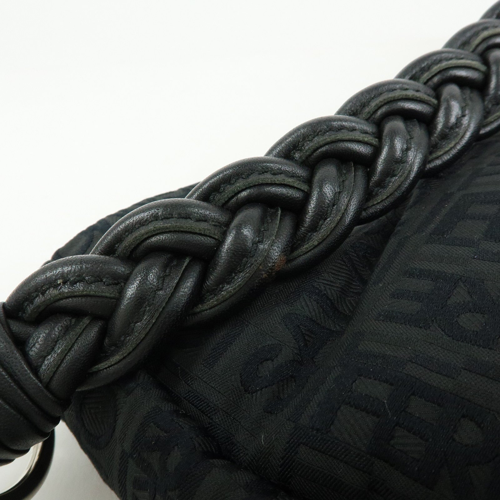 Ferragamo Canvas Leather Shoulder Bag Tote Bag Hand Bag Black