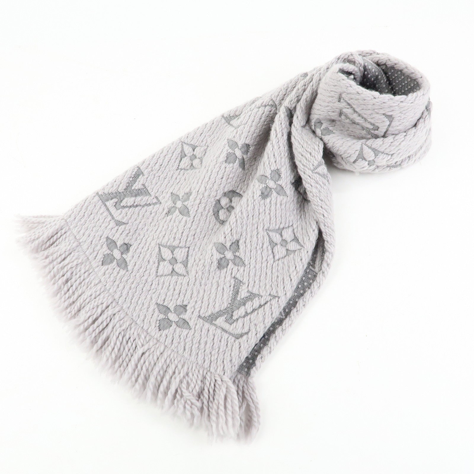 Louis Vuitton Monogram Escharp Logomania Scarf Gris Perle M74742