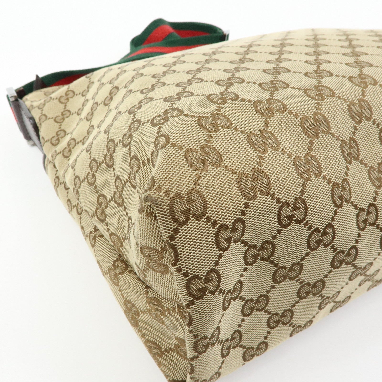 GUCCI Sherry GG Canvas Leather Shoulder Bag Beige Brown 189751