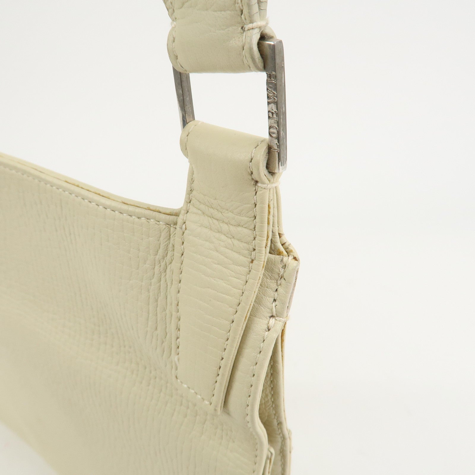 LOEWE Logo Leather Shoulder Bag Crossbody Bag Ivory
