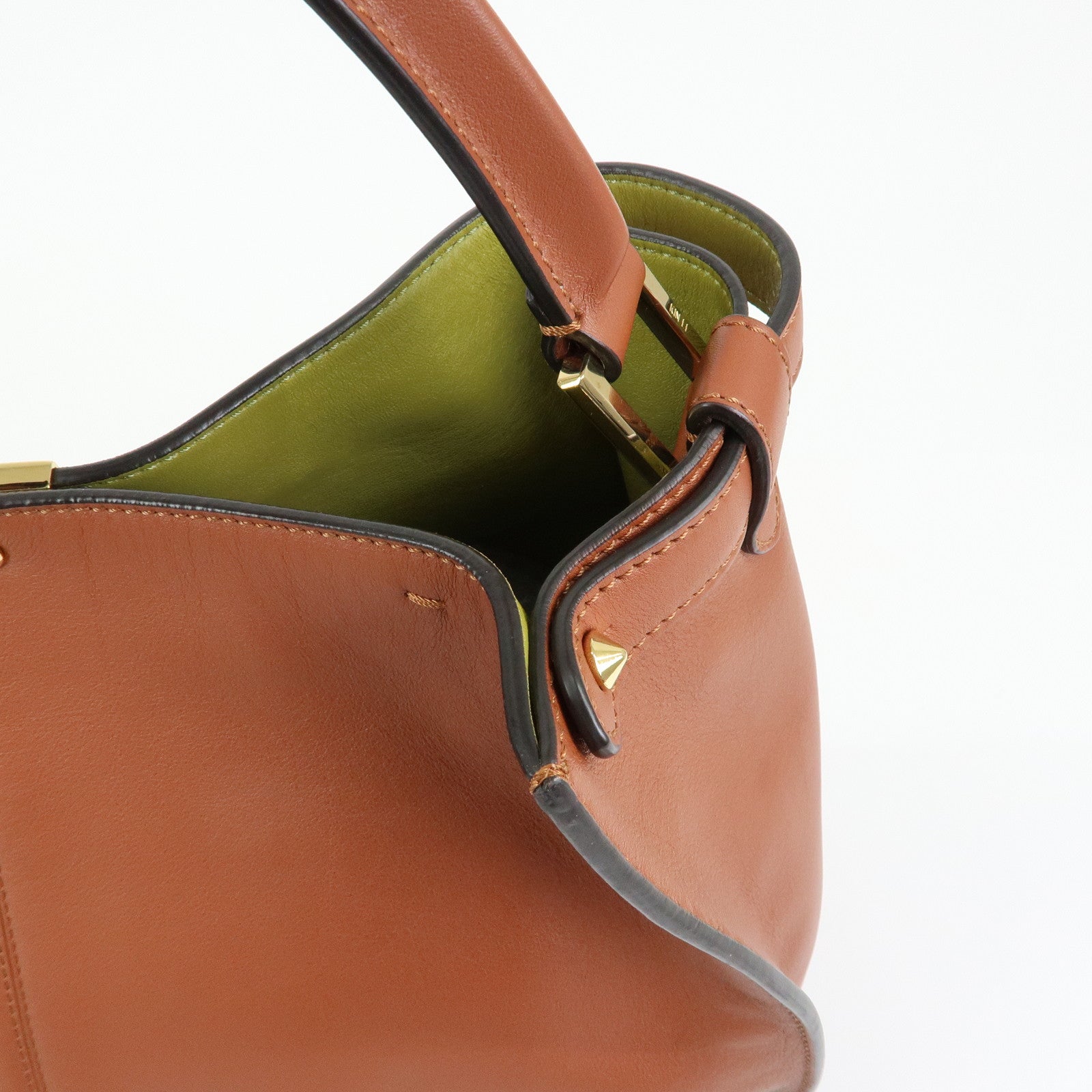 FENDI Peekaboo X‑Lite Leather Shoulder Bag Hand Bag Brown 8BN304