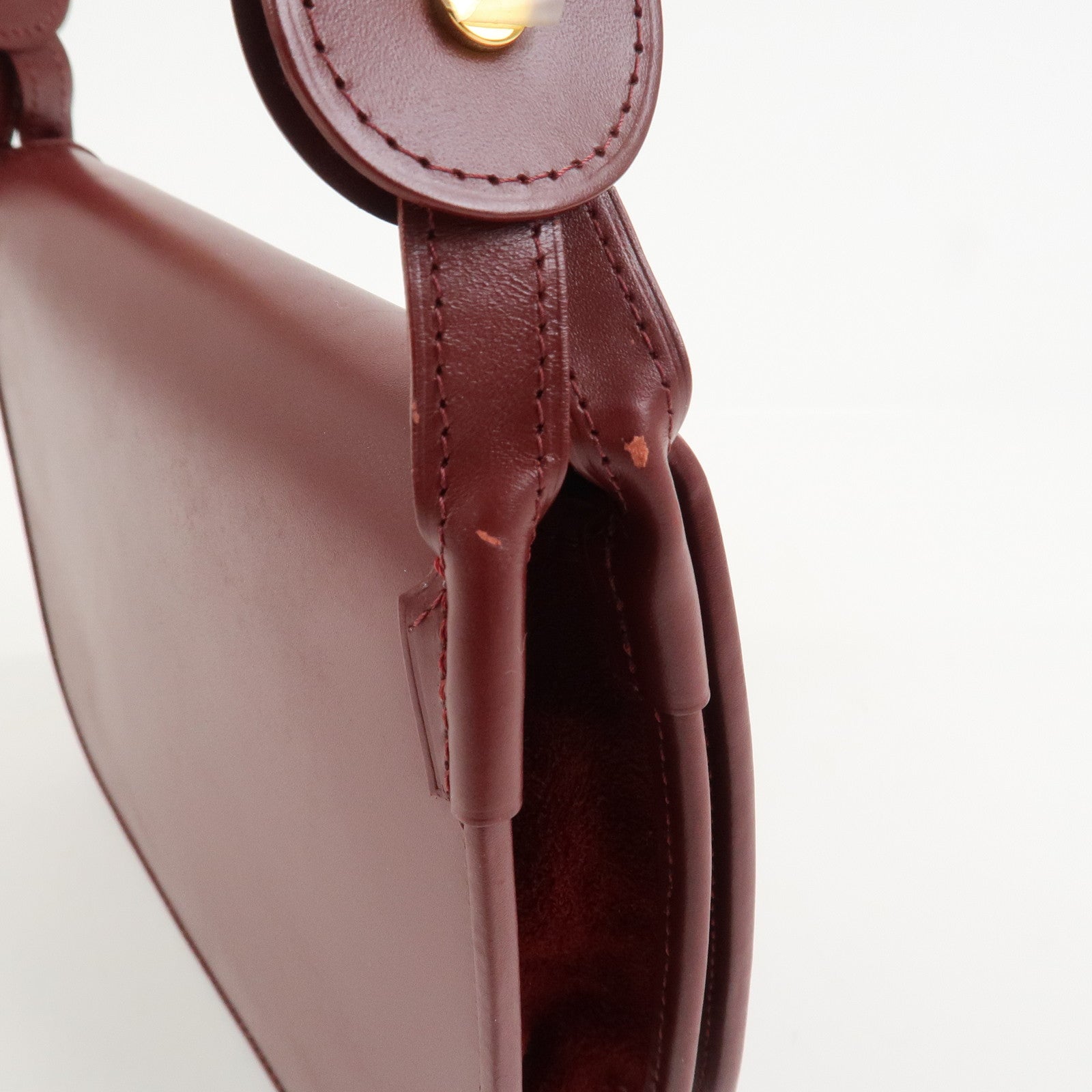 Cartier Must De Cartier Calf Leather Shoulder Bag Hand Bag Burgundy