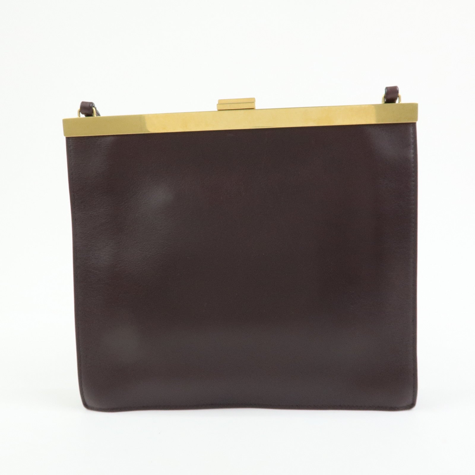 CELINE Leather Mini Clasp Shoulder Bag Dark Brown 181053ASG
