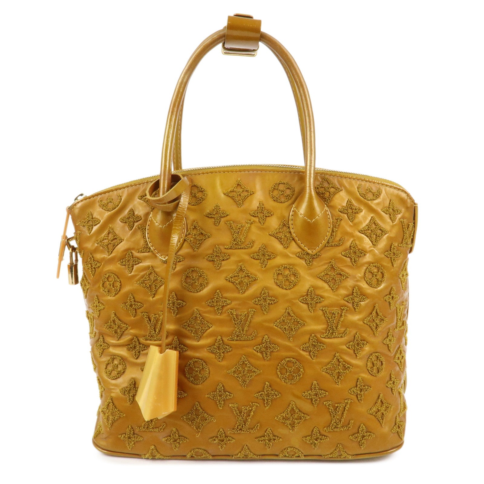 Louis Vuitton Monogram Lockit Bouclette Hand Bag Gold M40601