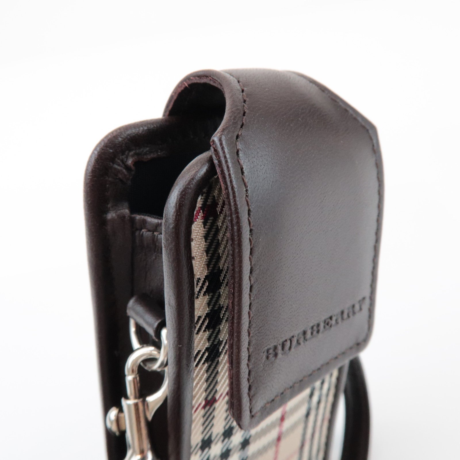 BURBERRY Nova Plaid Mini Pouch Beige Brown