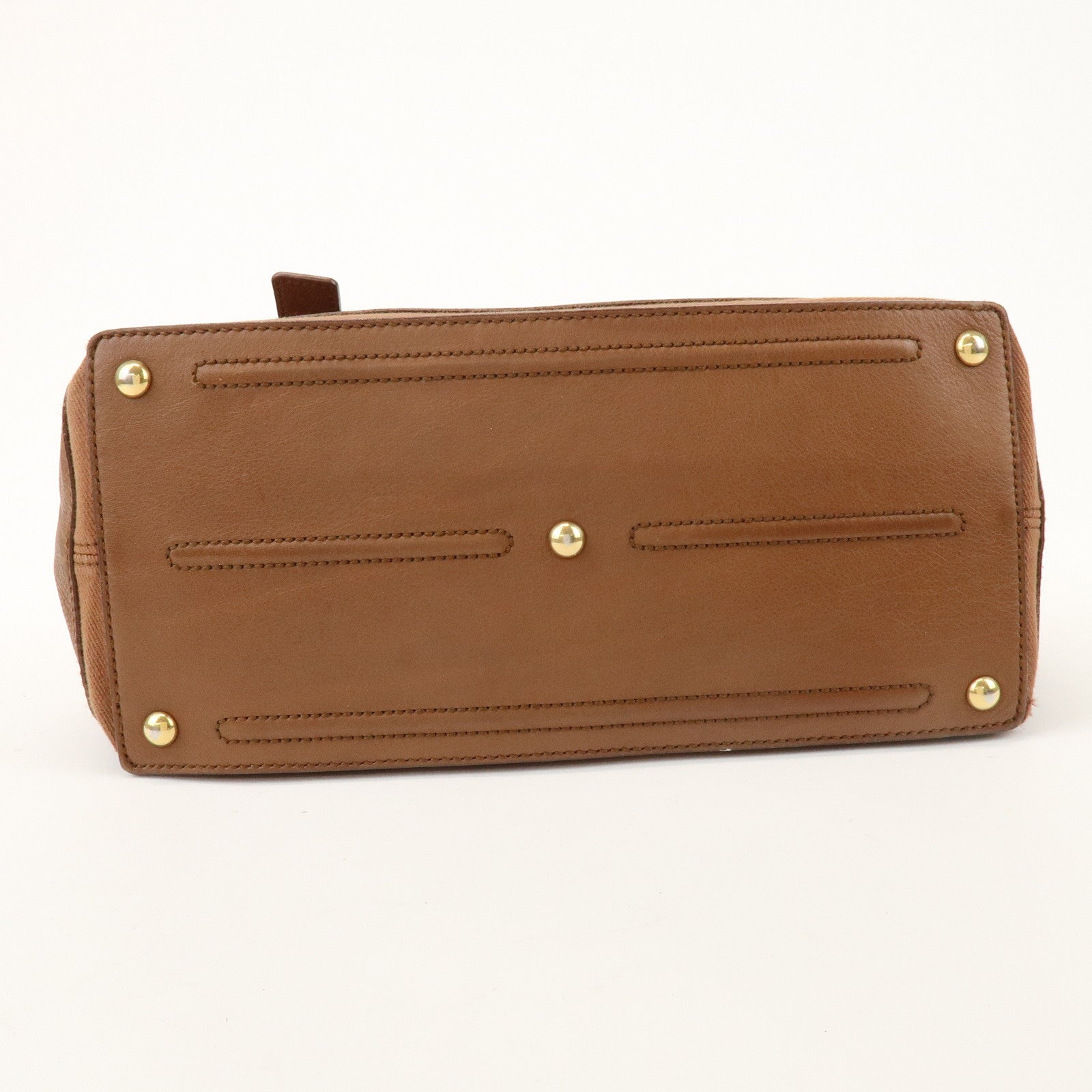 SAINT LAURENT PARIS Muse Two Leather Canvas Hand Bag Brown 229680