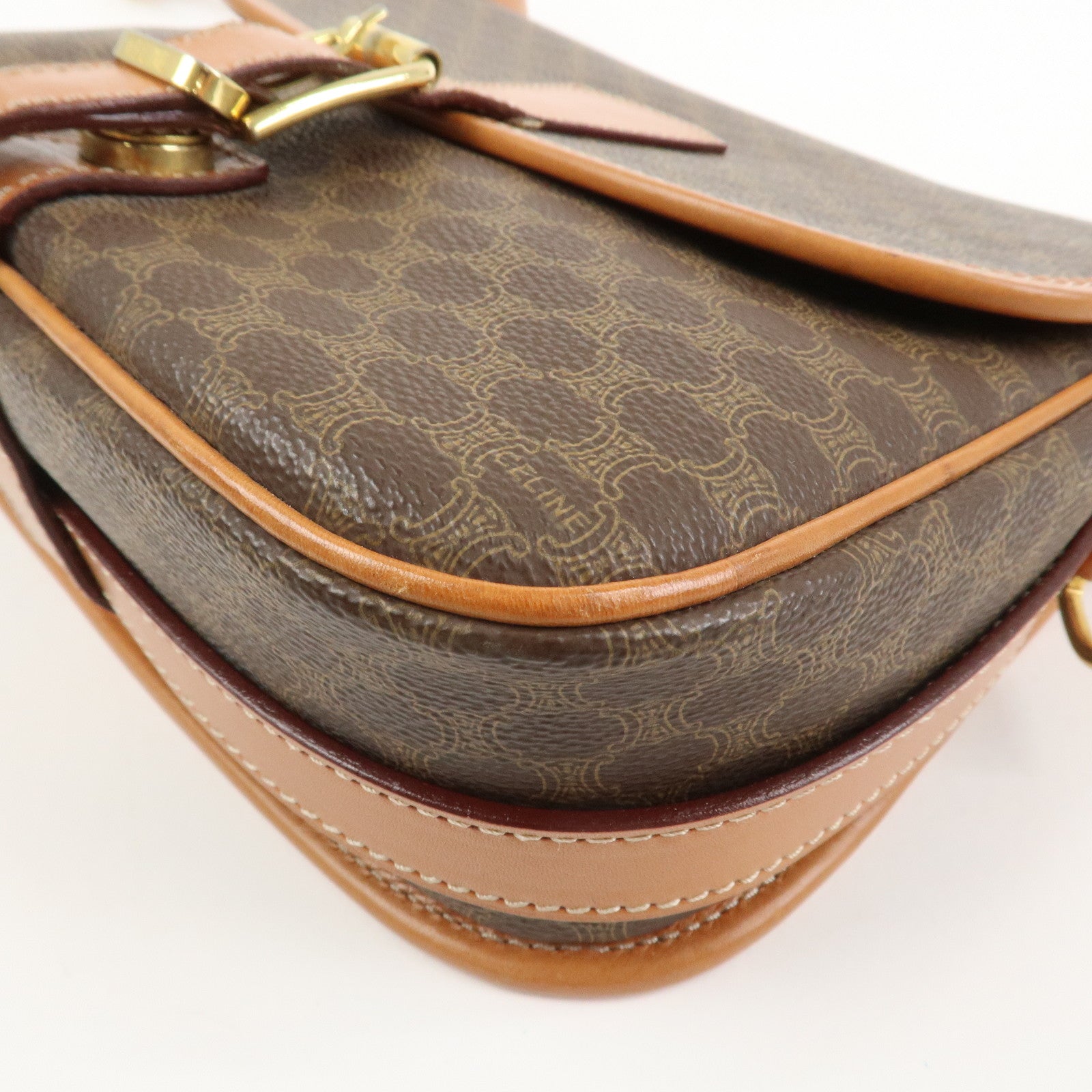 CELINE Macadam PVC Leather Shoulder Bag Crossbody Bag Brown