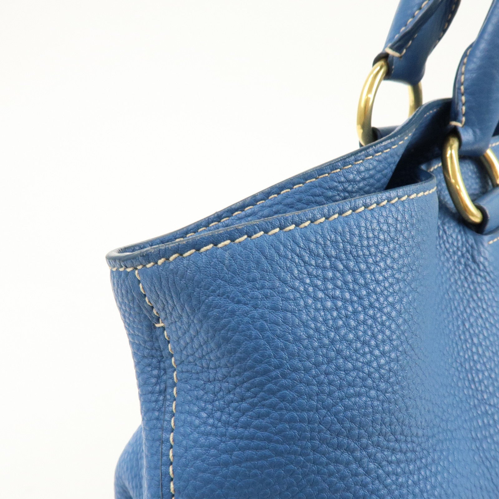 PRADA Leather 2Way Tote Bag Shoulder Bag Hand Bag Blue BN1713