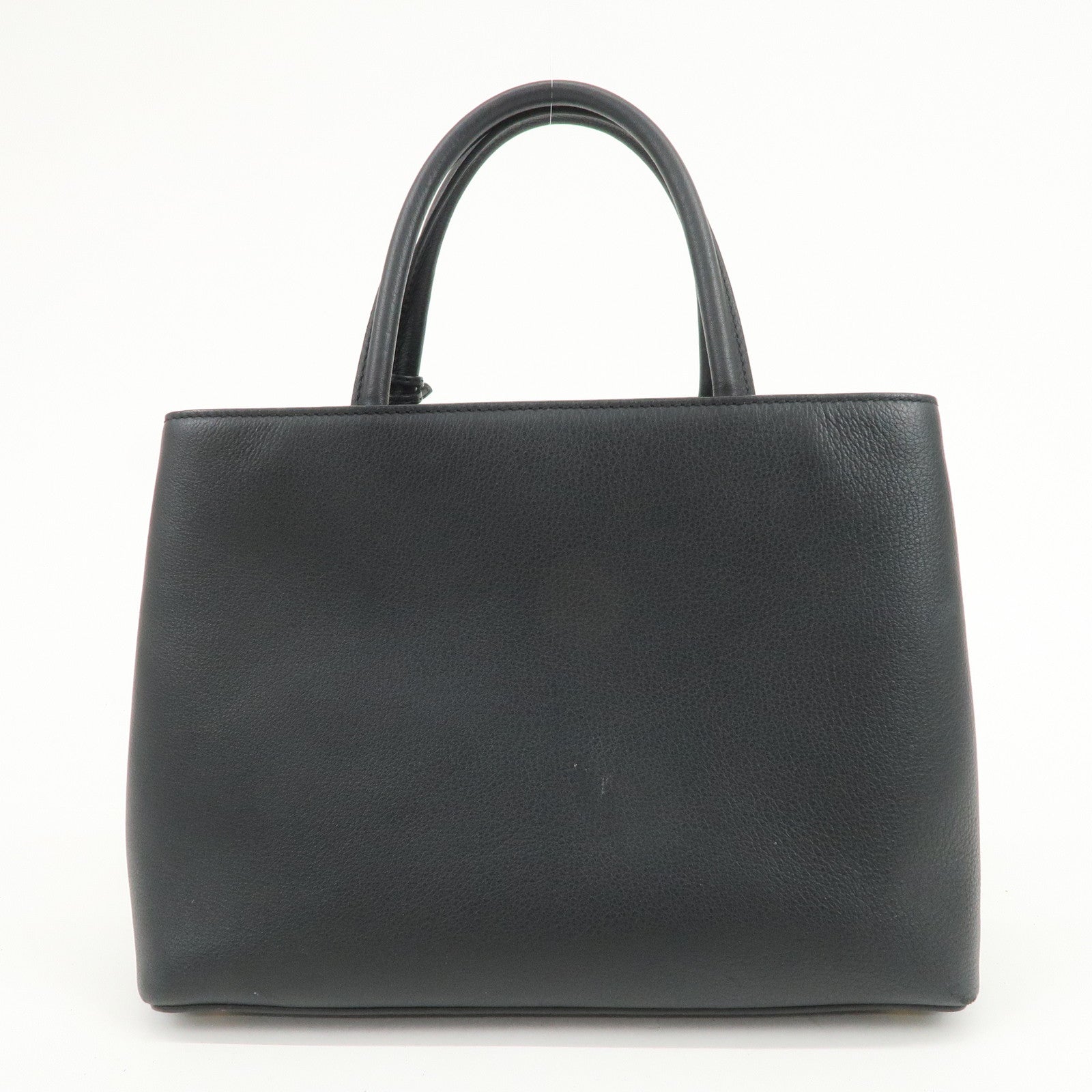 FENDI Petit 2Jours Leather 2Way Bag Hand Bag Black 8BH253
