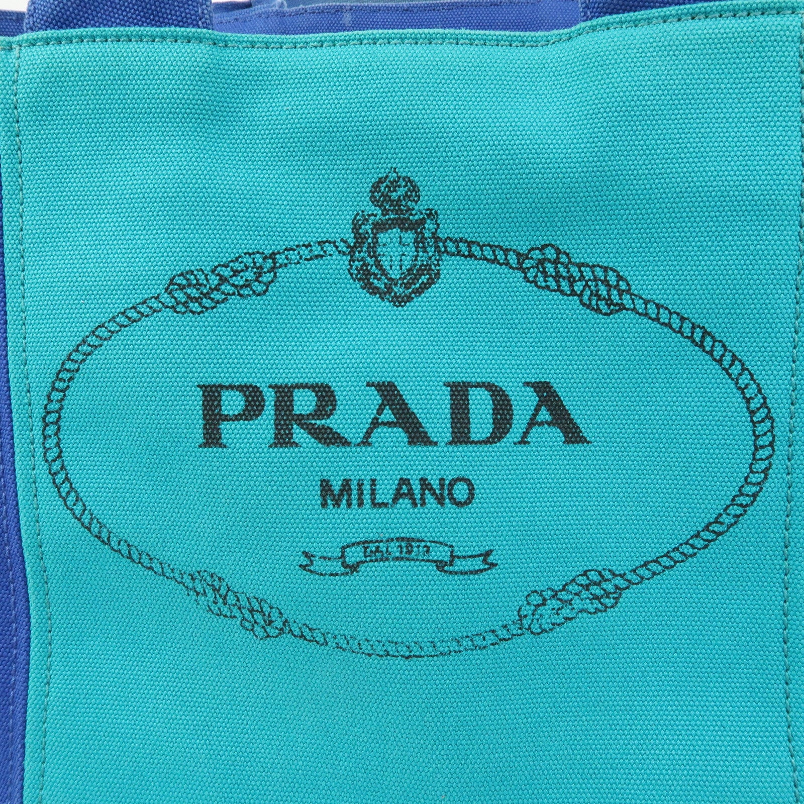 PRADA Triangle Logo Canapa Canvas 2Way Bag Tote Bag Blue BN2642