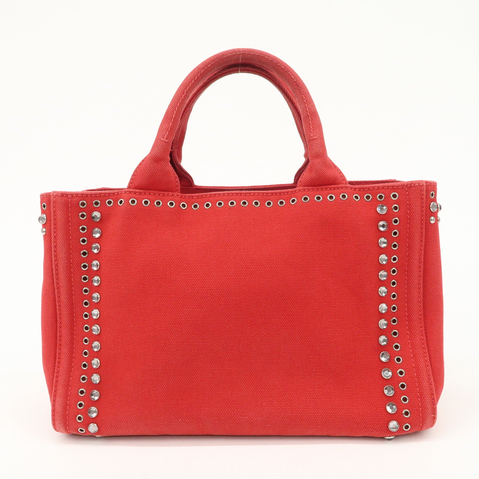 PRADA Canapa Mini Canvas Hand Bag Castilian Red BN2439