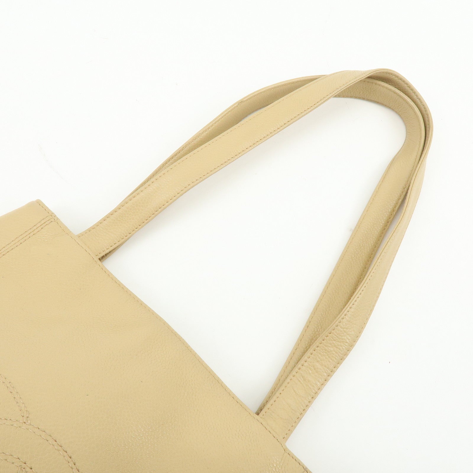 CHANEL COCO Mark Caviarskin Tote Bag Shoulder Bag Hand Bag Beige