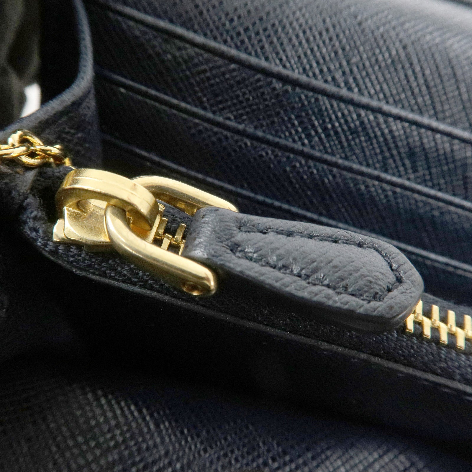 PRADA Triangle Logo Nylon Leather Bi-fold Long Wallet Navy 1MH132 Used