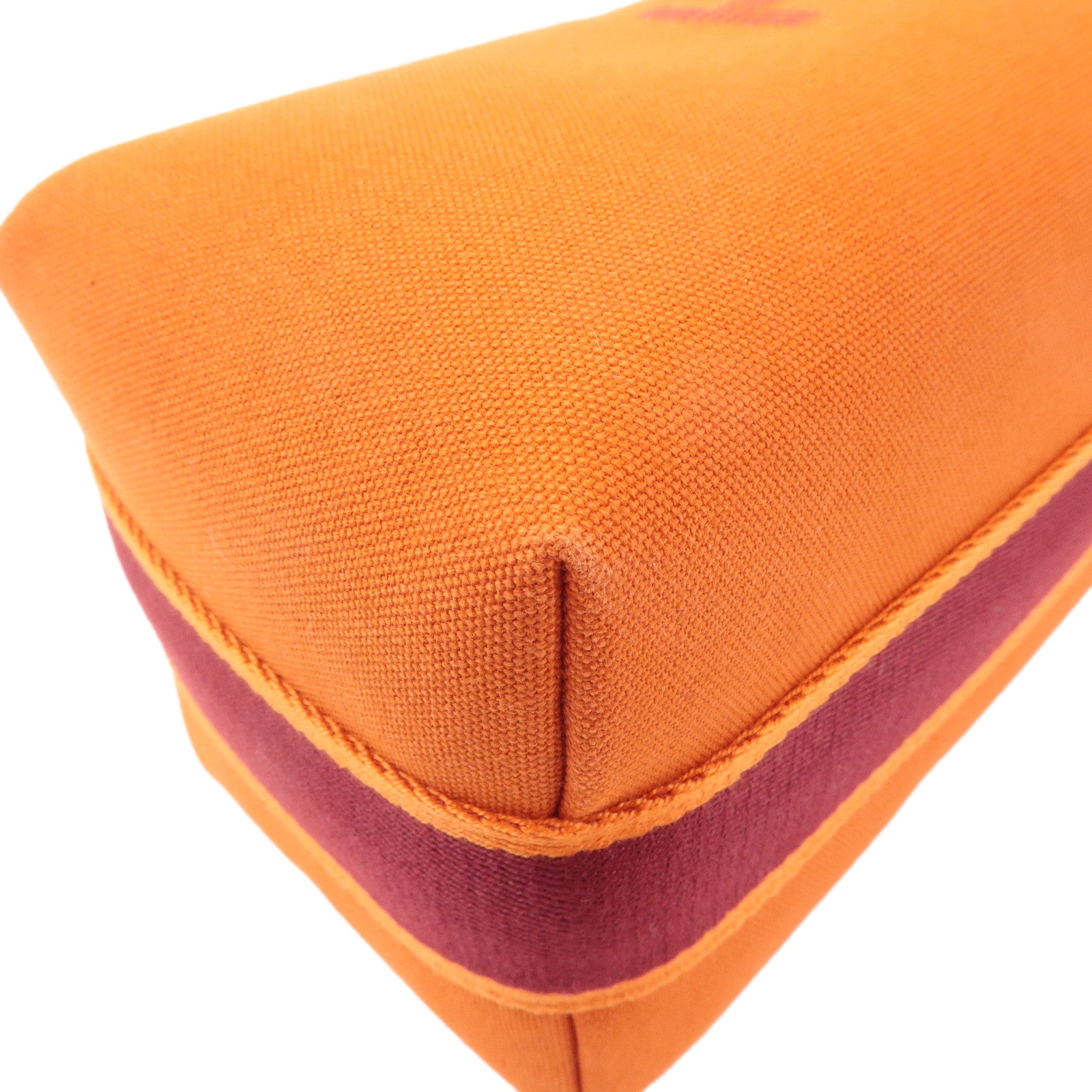 HERMES Canvas Bride A Brac PM Hand Bag Orange Silver HDW Used