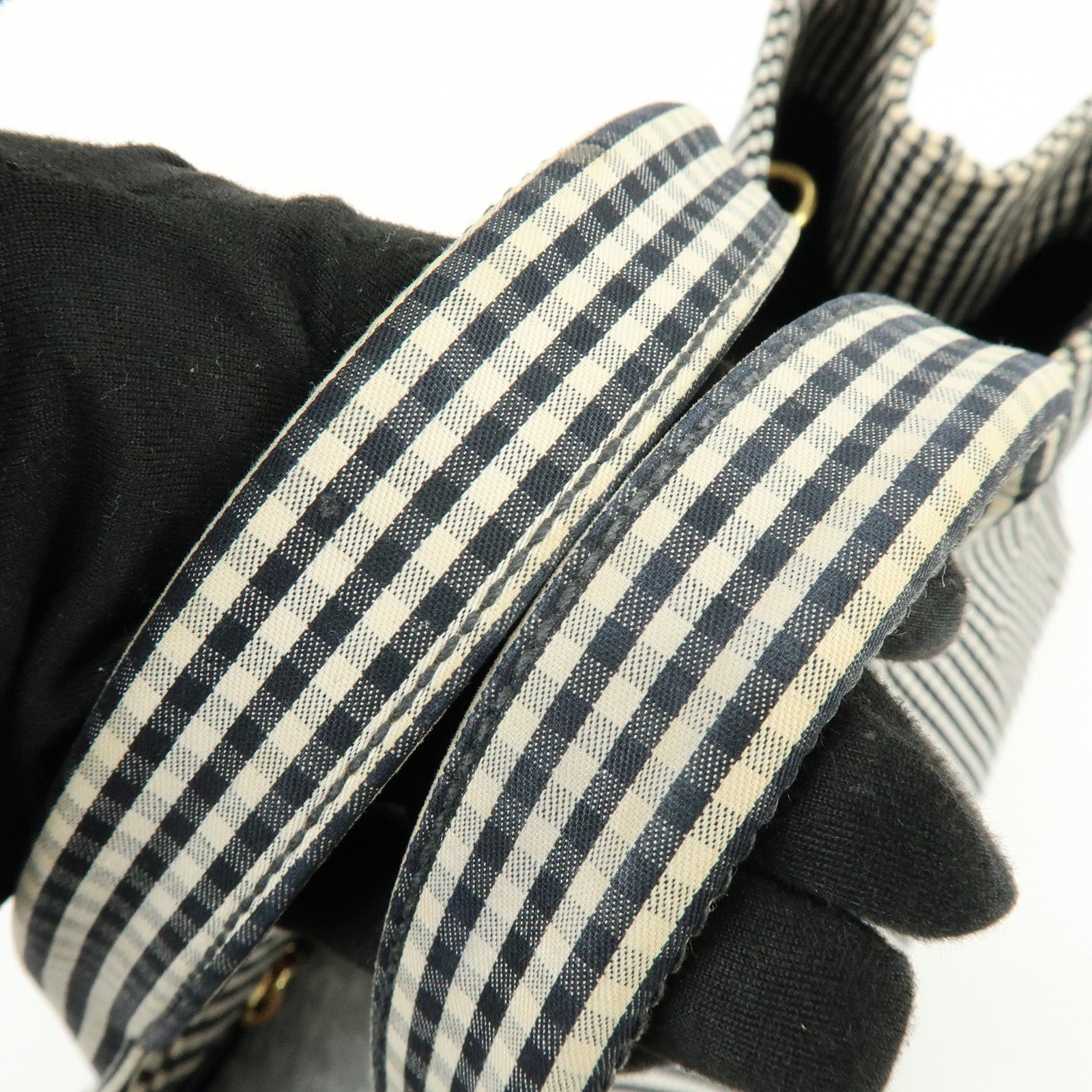 PRADA Canapa Canvas 2Way Bag Hand Bag Shoulder Bag Black Ivory