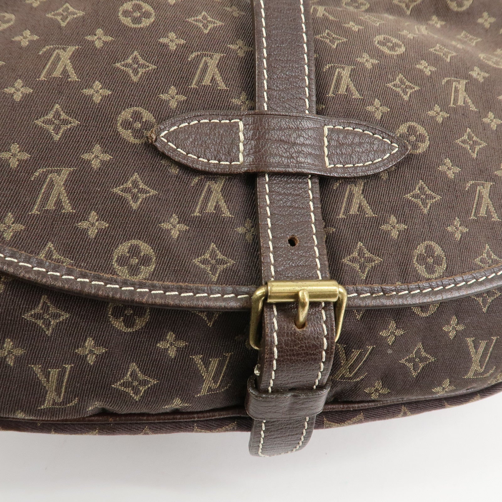Louis Vuitton Monogram Mini Lin Saumur 30 Shoulder Bag Brown M95227 Used