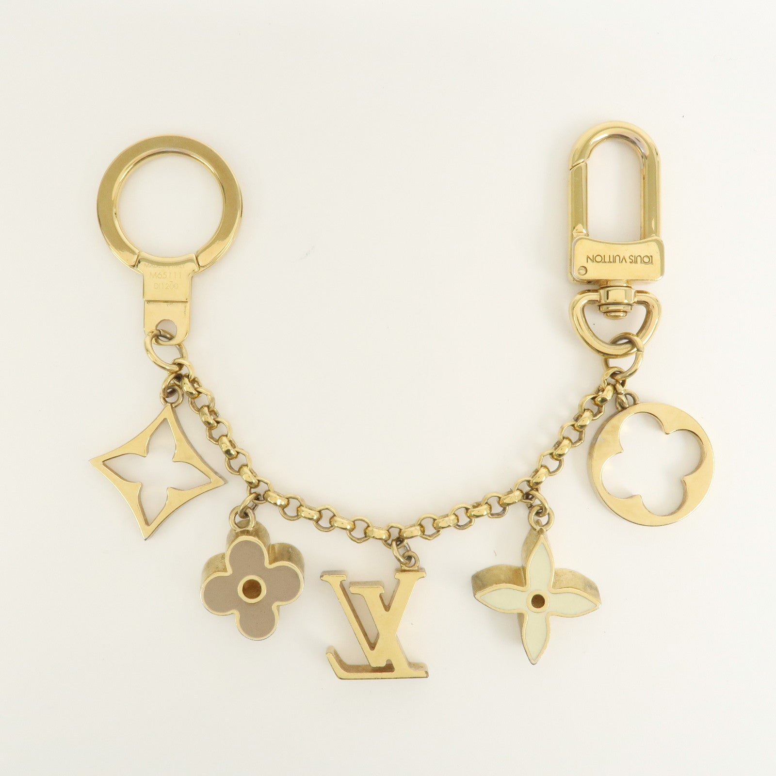 Louis Vuitton Fleur de Monogram Bag Charm Key Chain Gold M65111