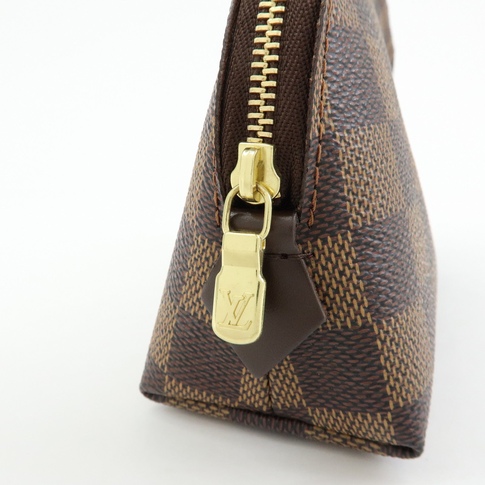Louis Vuitton Damier Ebene Pochette Cosmetic PM Pouch Brown N47516